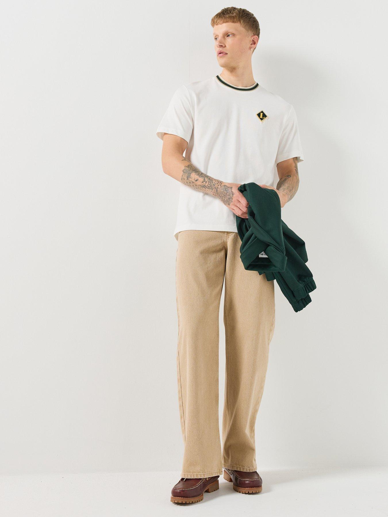 Image 3 of 6 of Lacoste Mens Classic Fit Made in France Badge T-Shirt - Cream