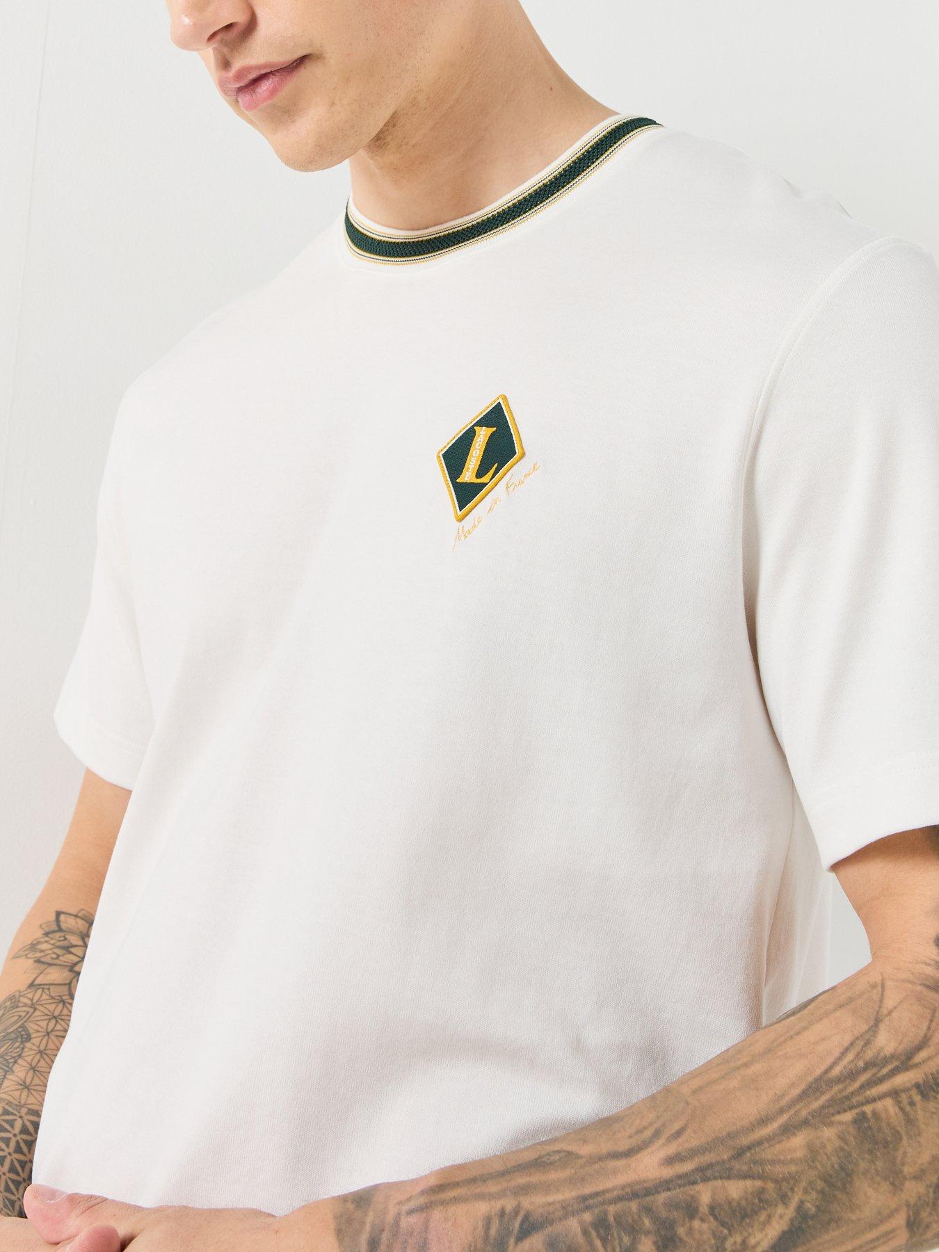 Image 4 of 6 of Lacoste Mens Classic Fit Made in France Badge T-Shirt - Cream