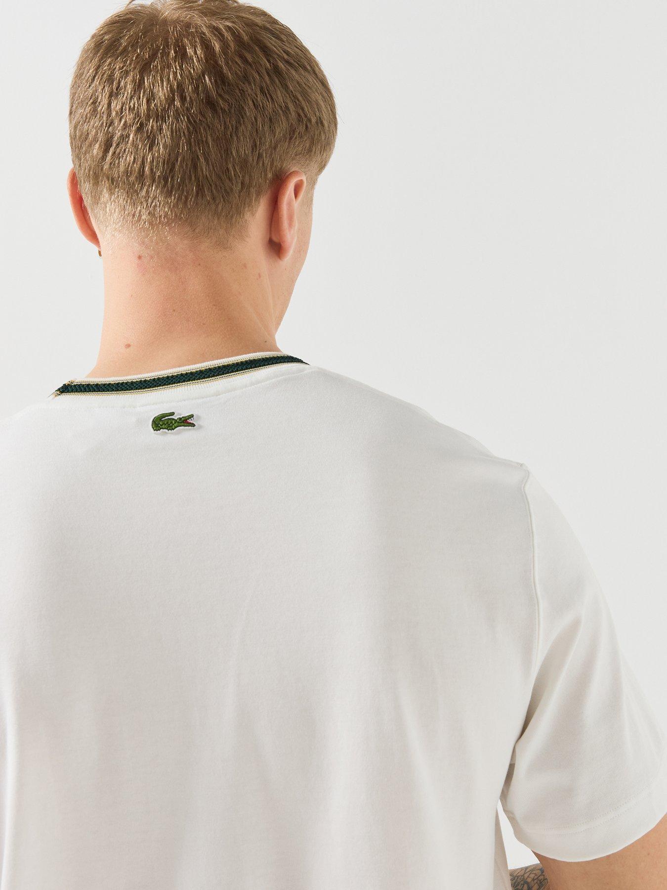 Image 5 of 6 of Lacoste Mens Classic Fit Made in France Badge T-Shirt - Cream