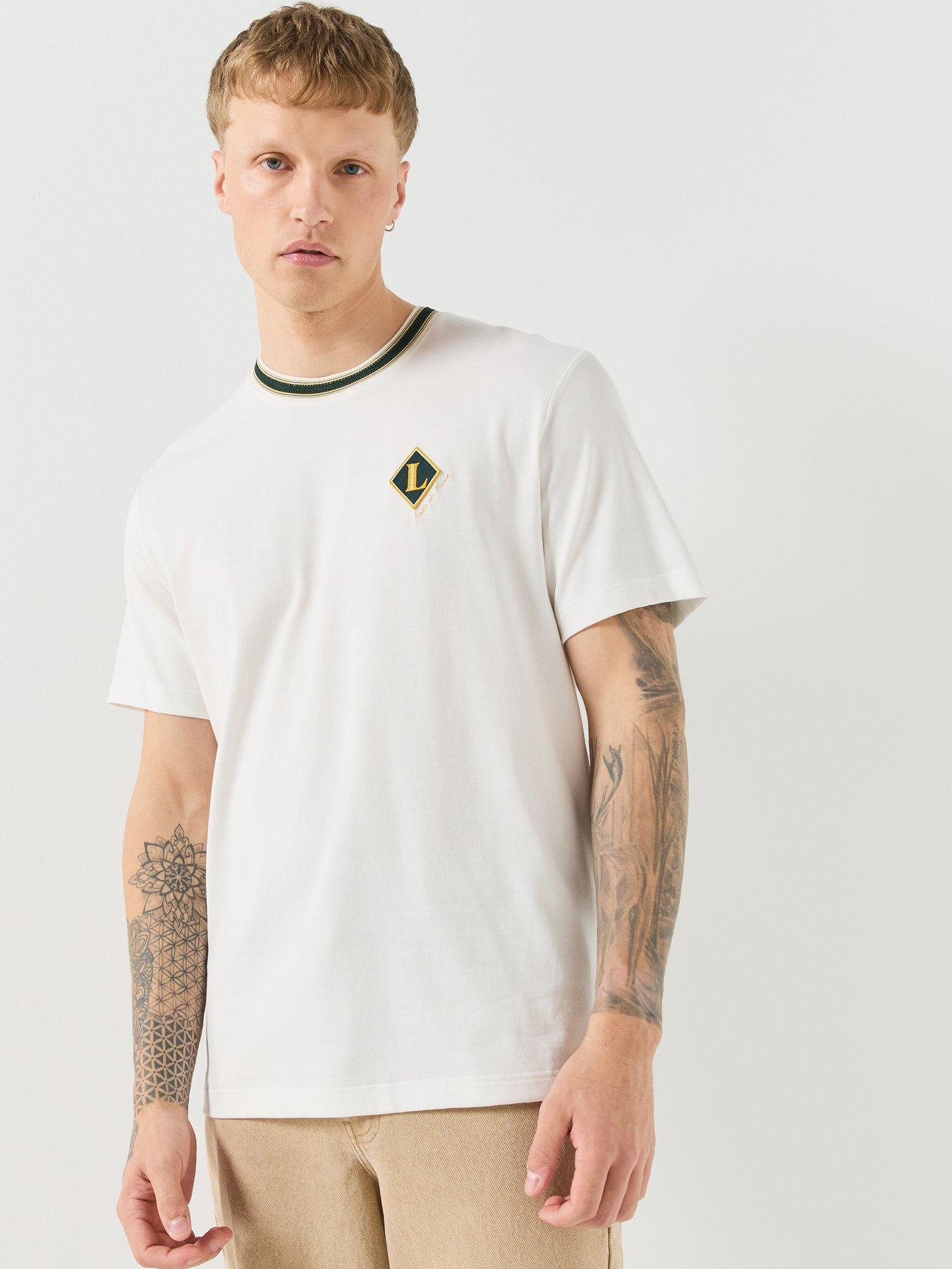Image 6 of 6 of Lacoste Mens Classic Fit Made in France Badge T-Shirt - Cream