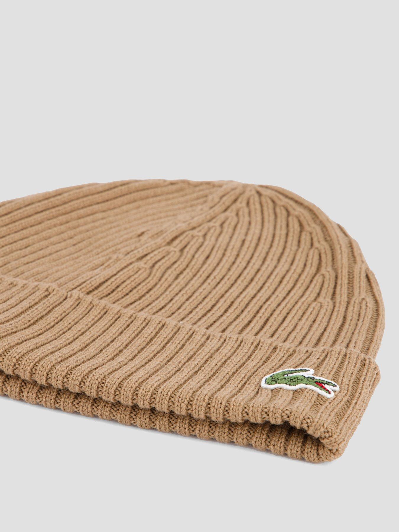 Image 4 of 4 of Lacoste Lacoste Ribbed Knitted Beanie- Brown