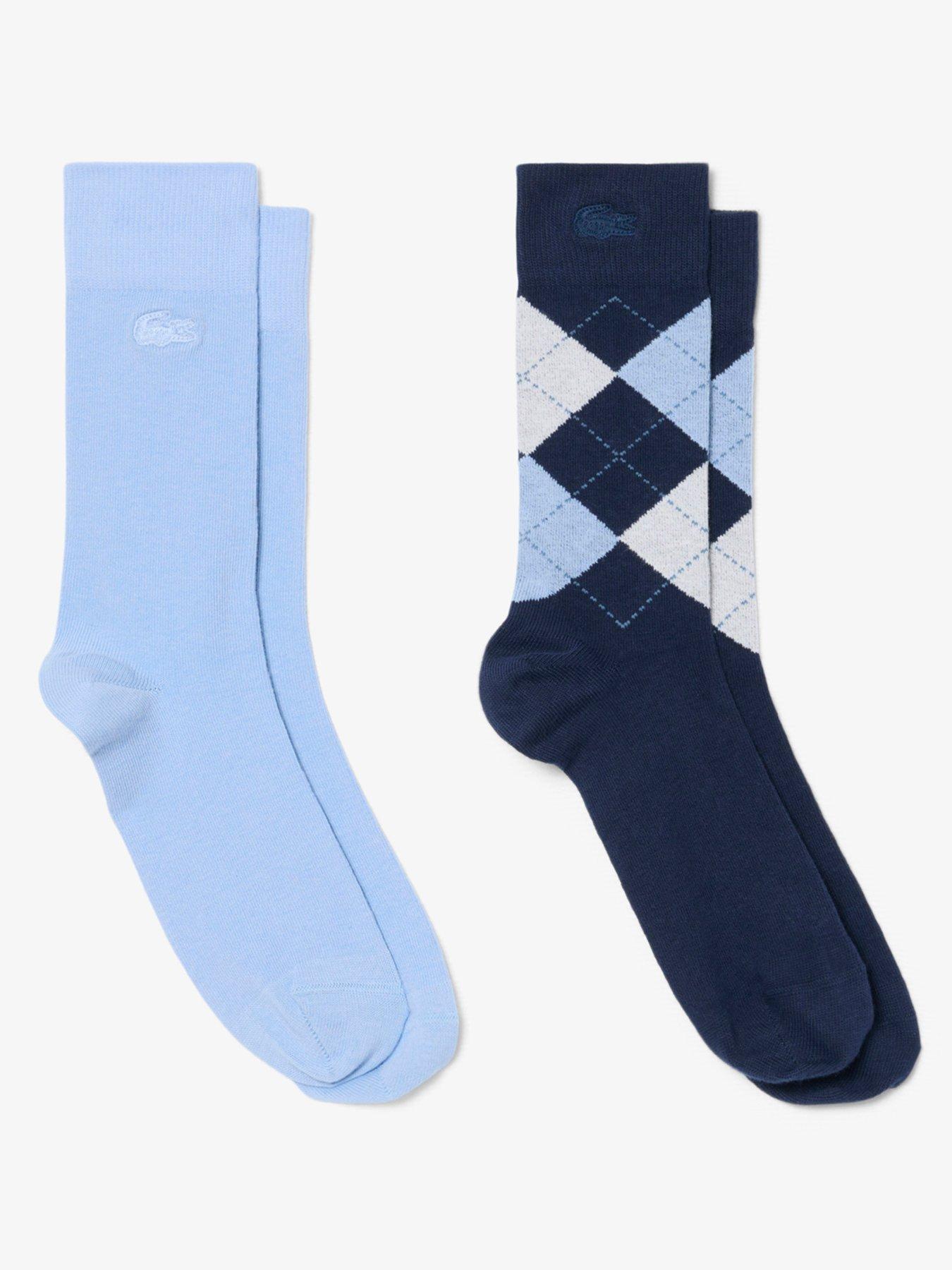 Lacoste 2 Pack Argyle Crew Socks - Blue