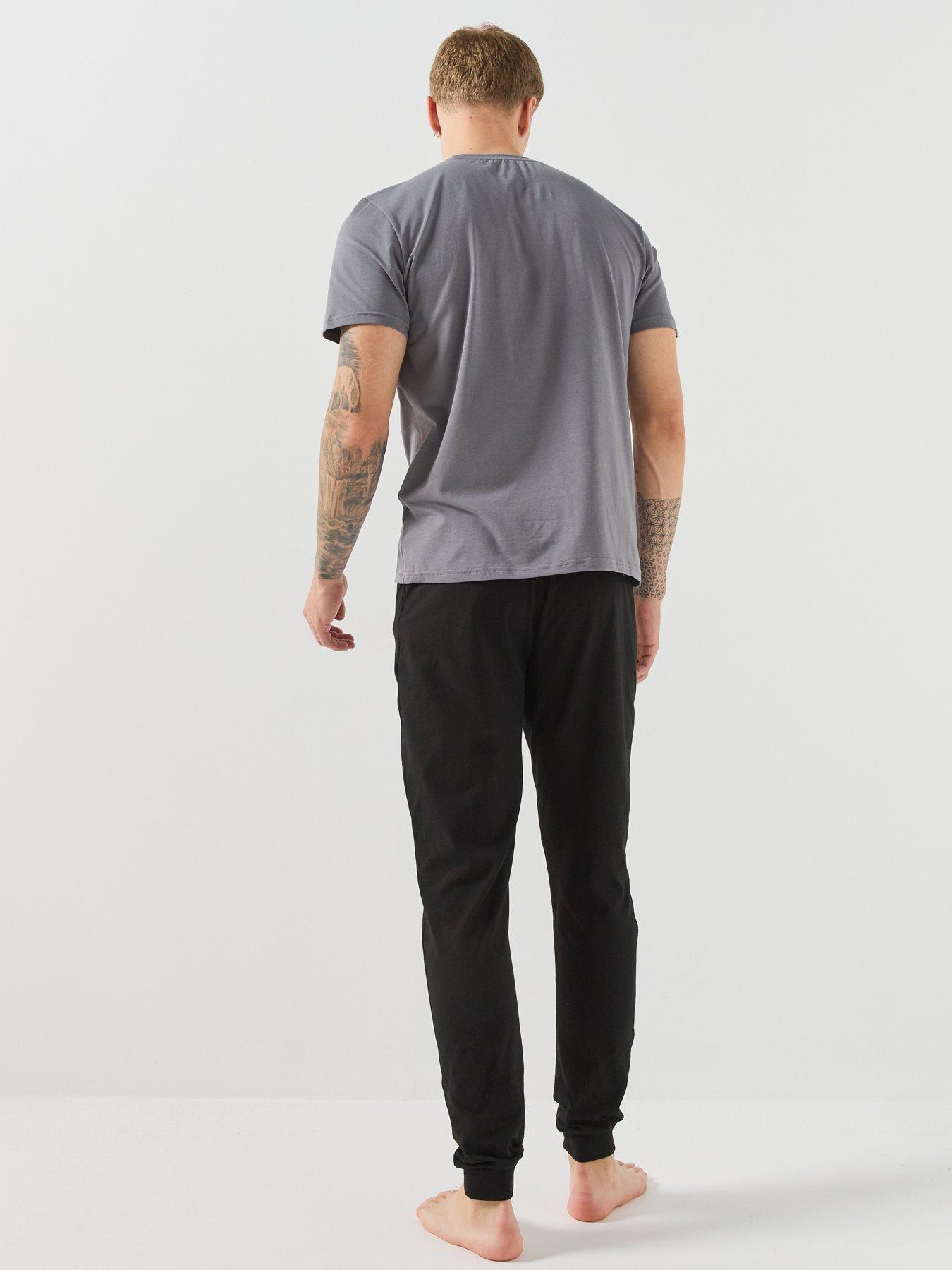 Image 2 of 5 of Lacoste Mens Jacquard Croc Short Sleeve Pyjama Set - Black
