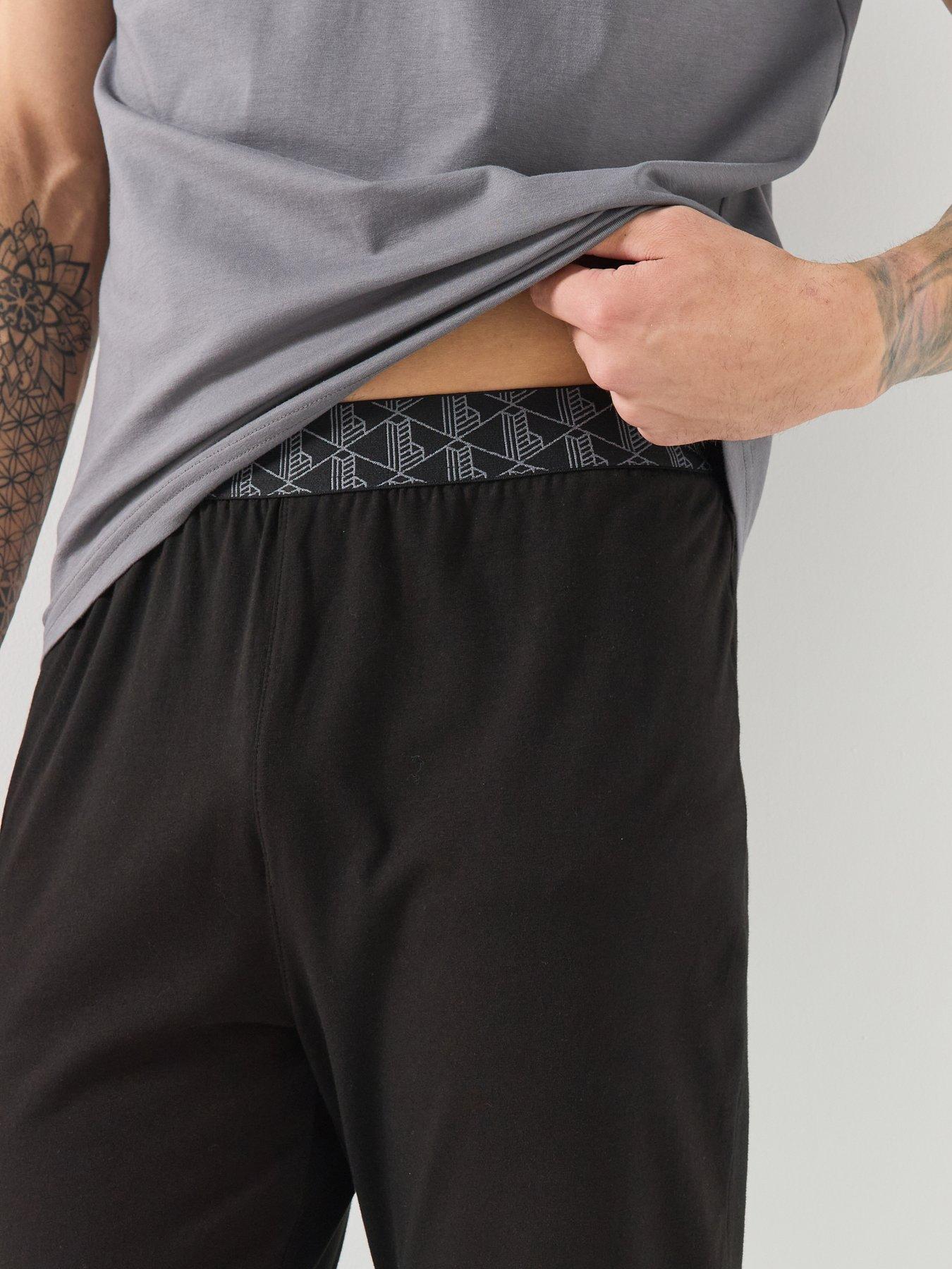 Image 5 of 5 of Lacoste Mens Jacquard Croc Short Sleeve Pyjama Set - Black