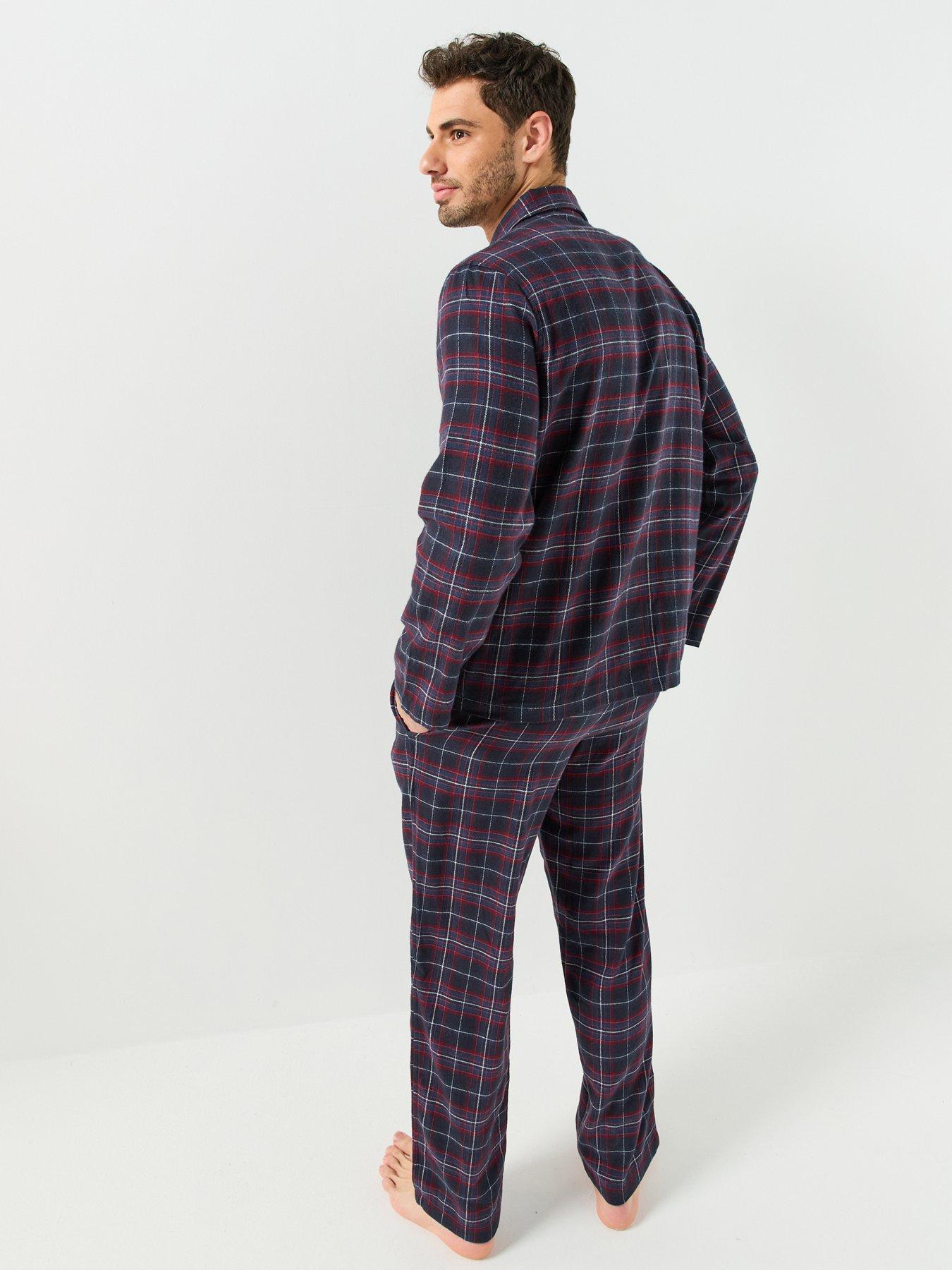 Image 2 of 5 of Lacoste Flannel Pyjama Set - Navy