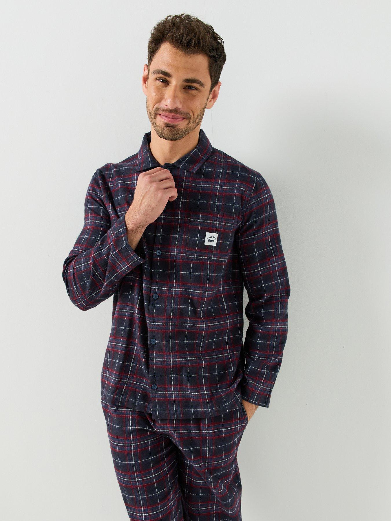Image 4 of 5 of Lacoste Flannel Pyjama Set - Navy