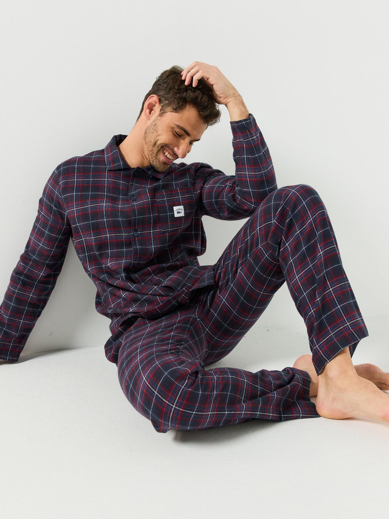 Image 5 of 5 of Lacoste Flannel Pyjama Set - Navy