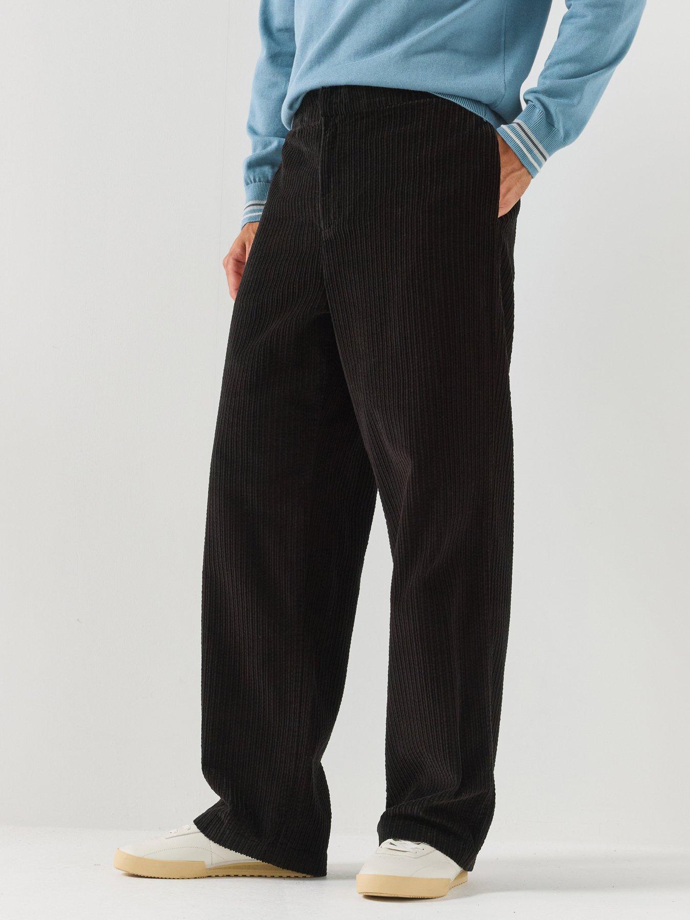 Image 1 of 5 of Lacoste Relaxed Fit Elasticated Corduroy Trousers - Black