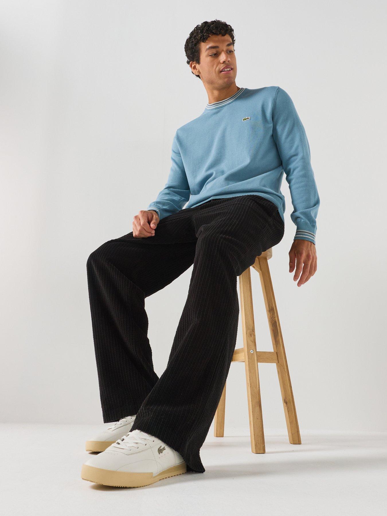Image 4 of 5 of Lacoste Relaxed Fit Elasticated Corduroy Trousers - Black