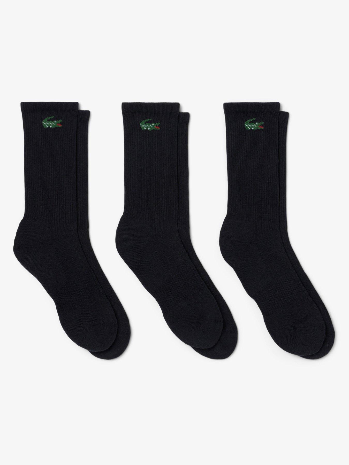 Image 1 of 1 of Lacoste 3 Pack Crew Socks - Black
