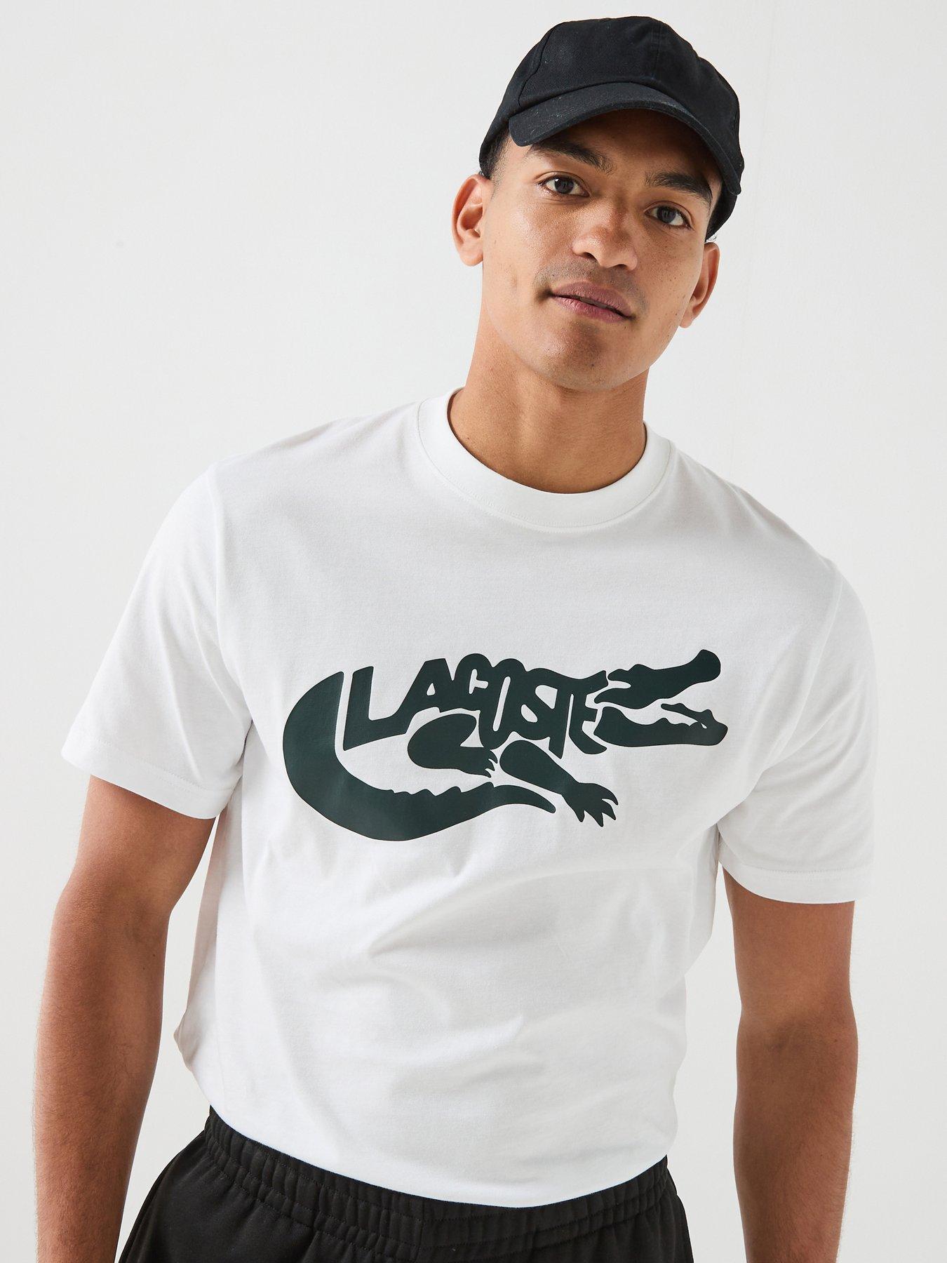 Image 1 of 6 of Lacoste Mid Weight Croc T-Shirt - White