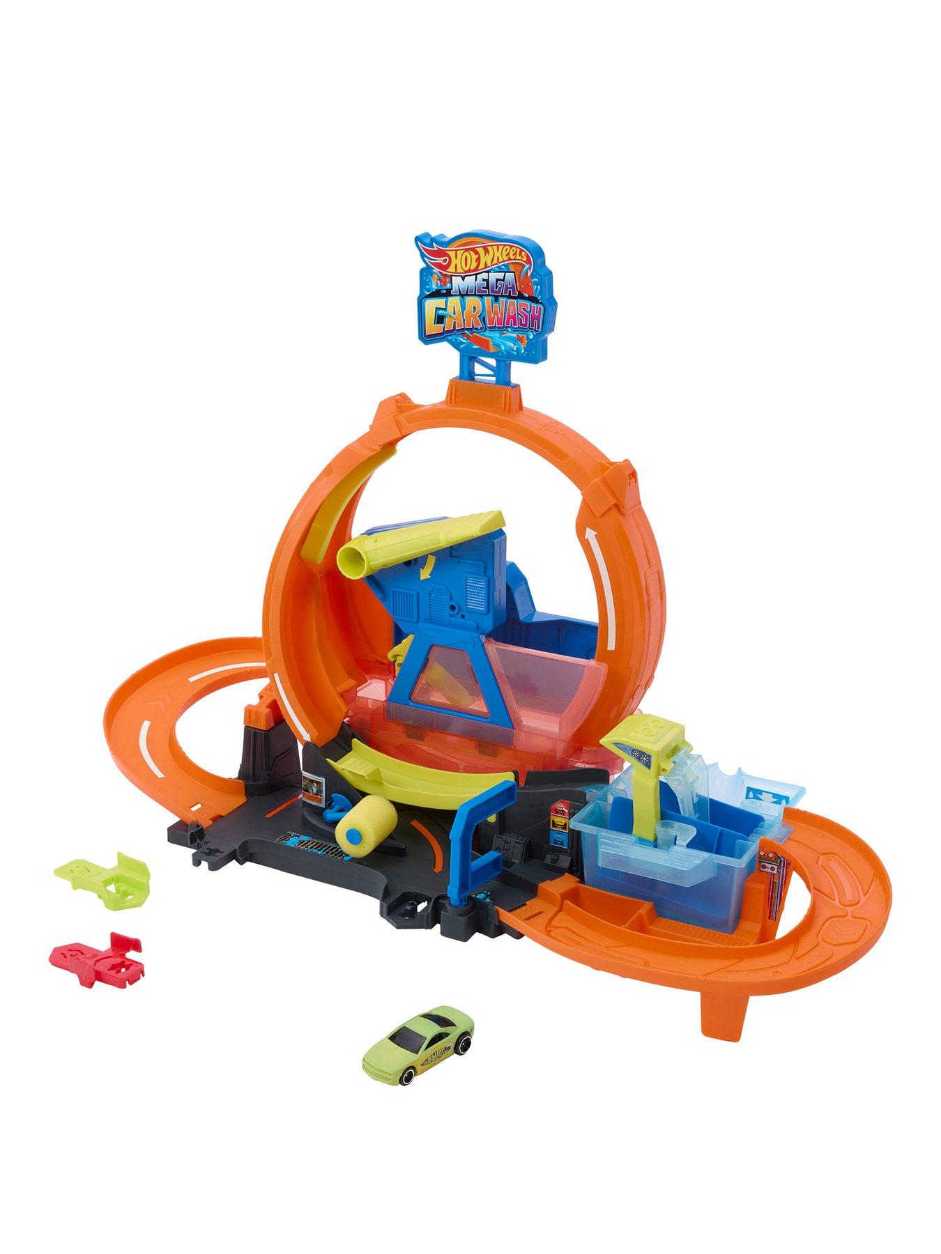 Hot Wheels City Mega Loop Car Wash Track Set With Colour Shifters Vehicle