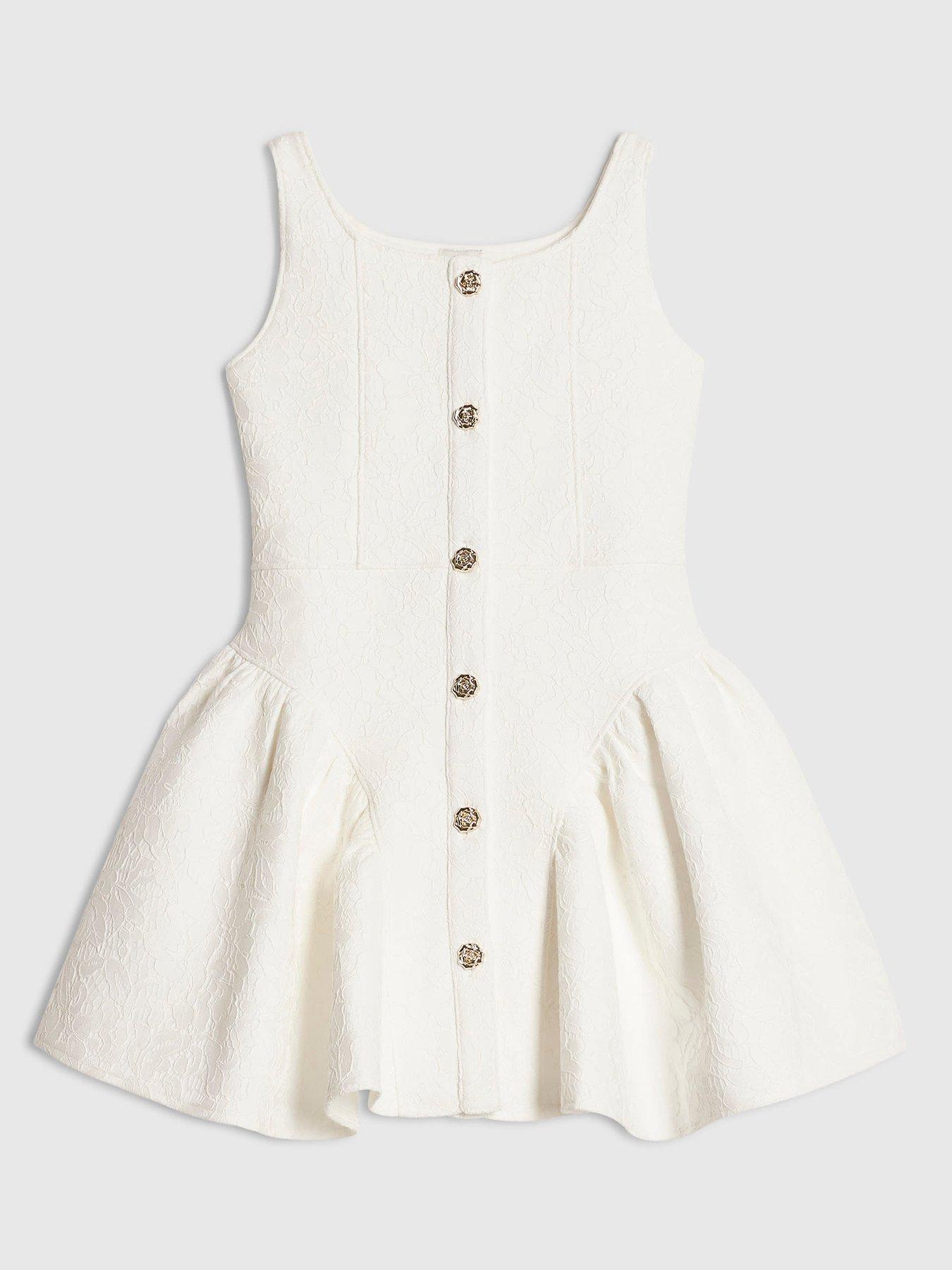 River Island Girls Lace Scuba Dress - White