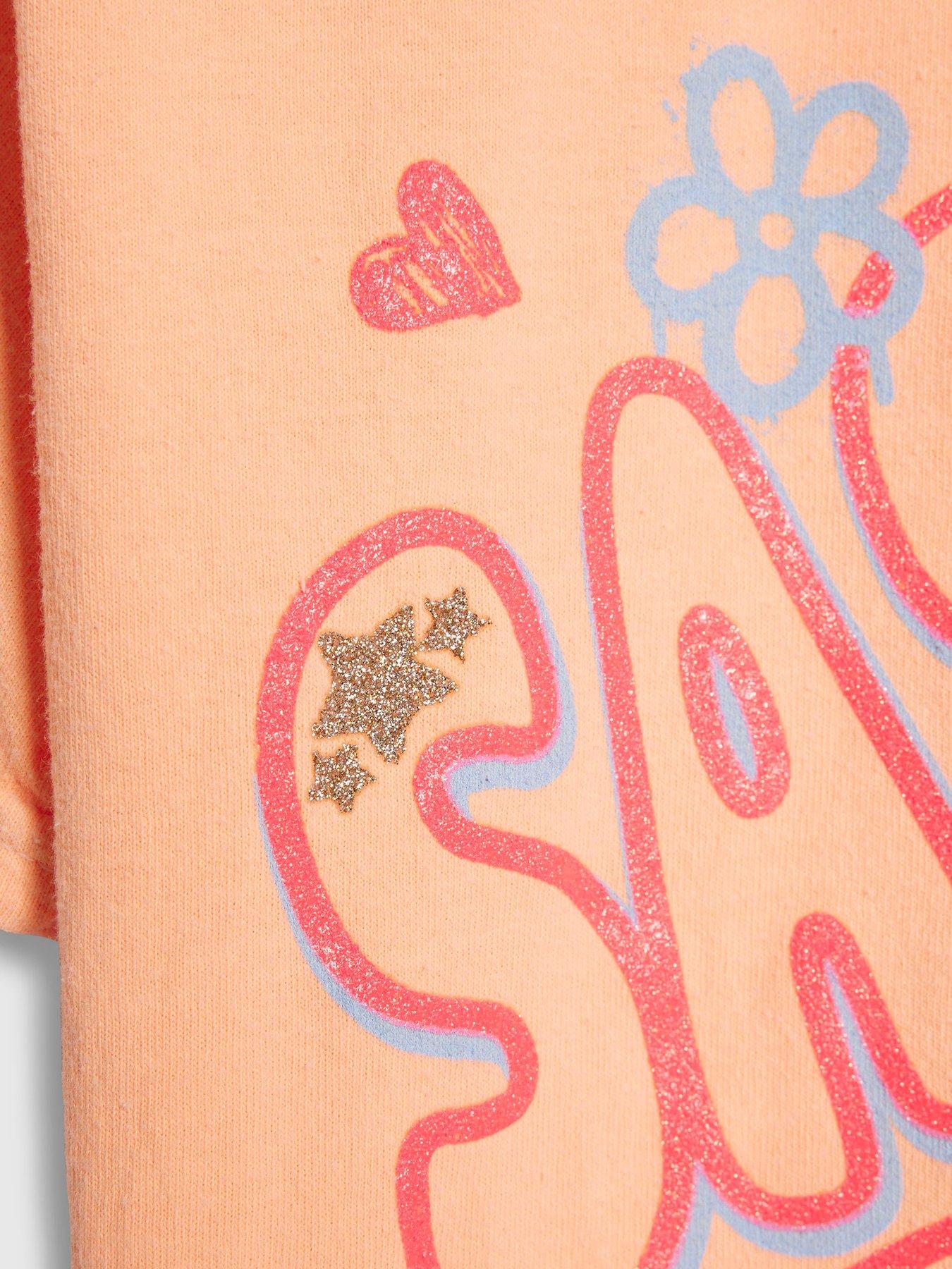 Image 3 of 4 of River Island Older Girls Sassy Era Smile Graphic Print T-Shirt - Orange