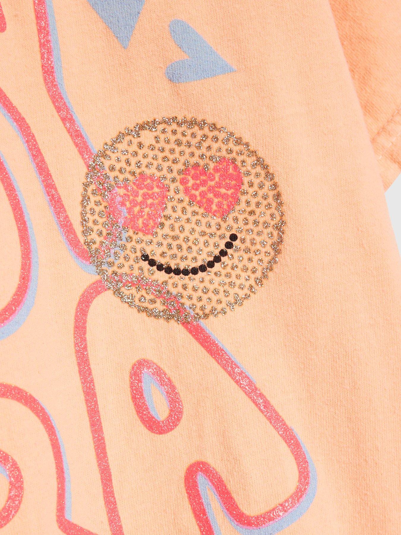 Image 4 of 4 of River Island Older Girls Sassy Era Smile Graphic Print T-Shirt - Orange