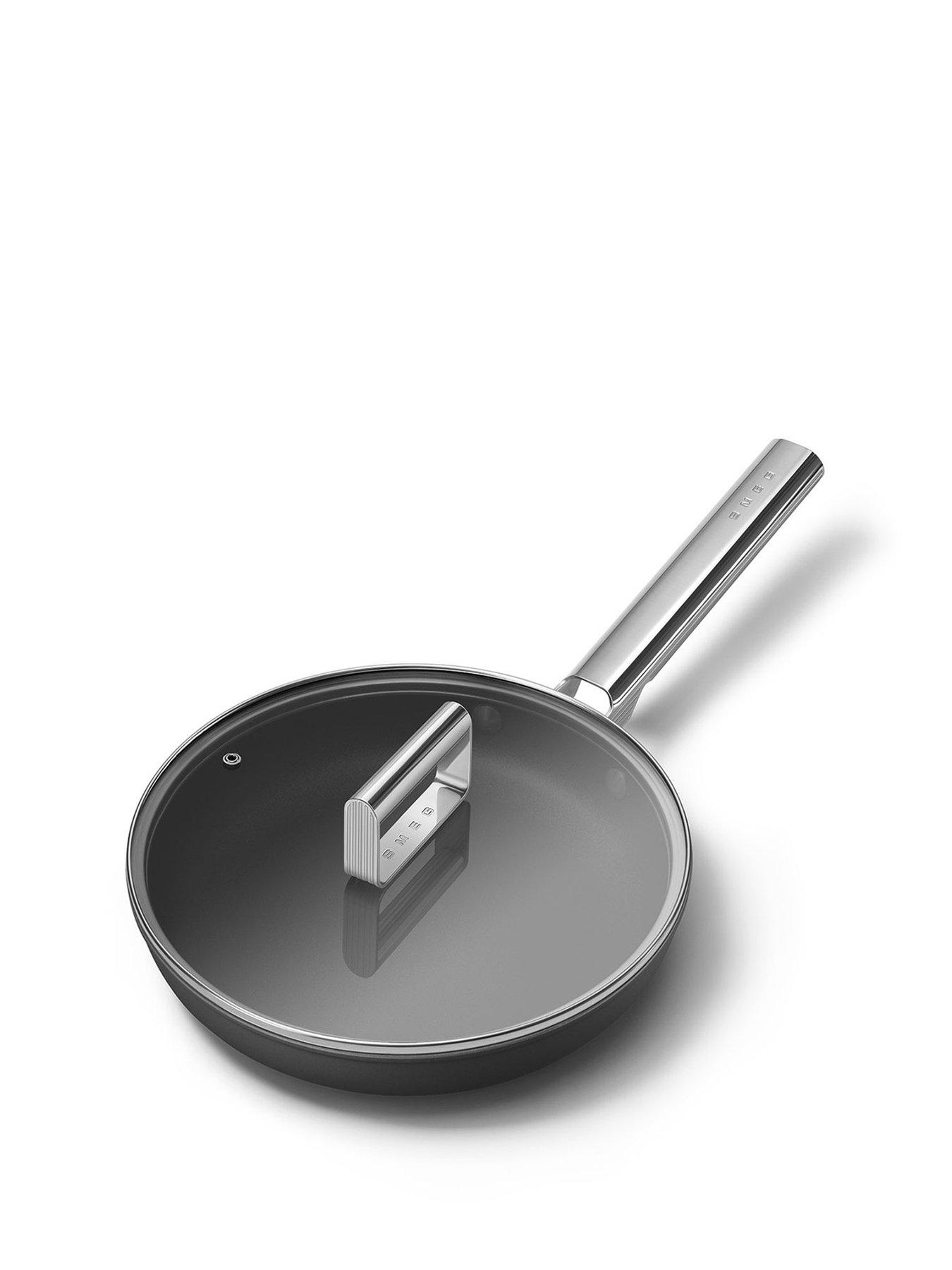 Smeg 20Cm Retro Frying Pan, Oven Safe, Aluminium, Black