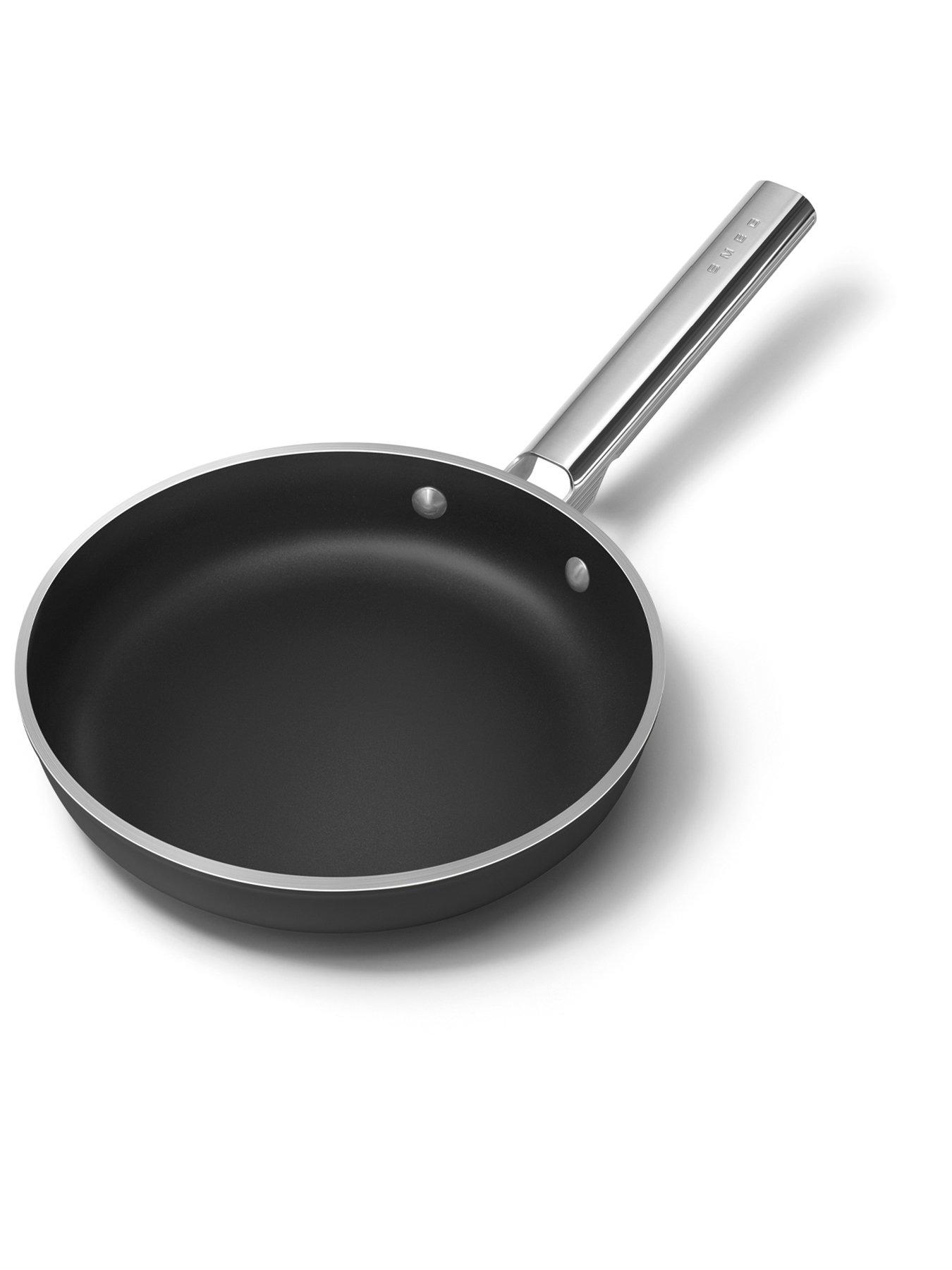 Smeg 24cm Retro Frying Pan, Oven Safe, Aluminium, Black | Very