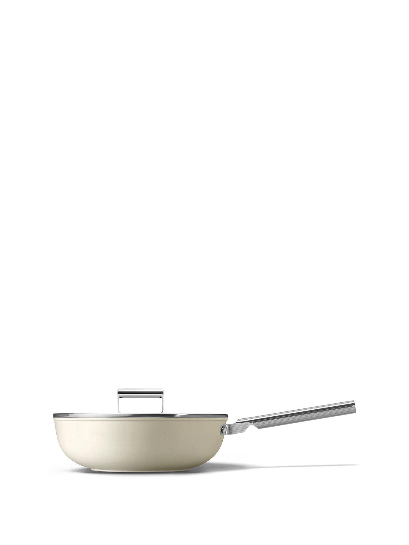 Smeg 30Cm Retro Wok, Oven Safe Aluminium, Cream