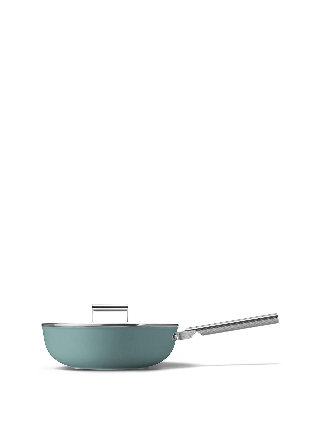 Smeg 30cm Retro Wok, Oven Safe Aluminium, Emerald Green