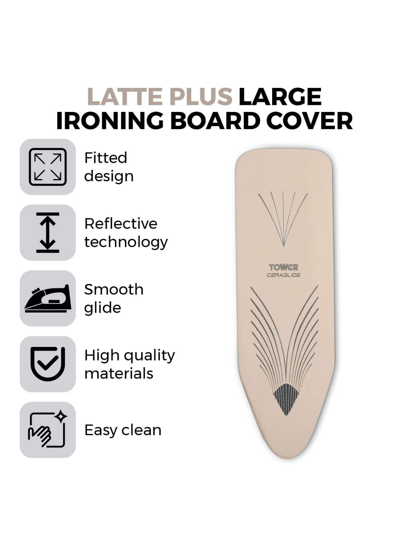 Image 2 of 6 of Tower Replacement Ironing Board Cover, 100% Cotton, Latte