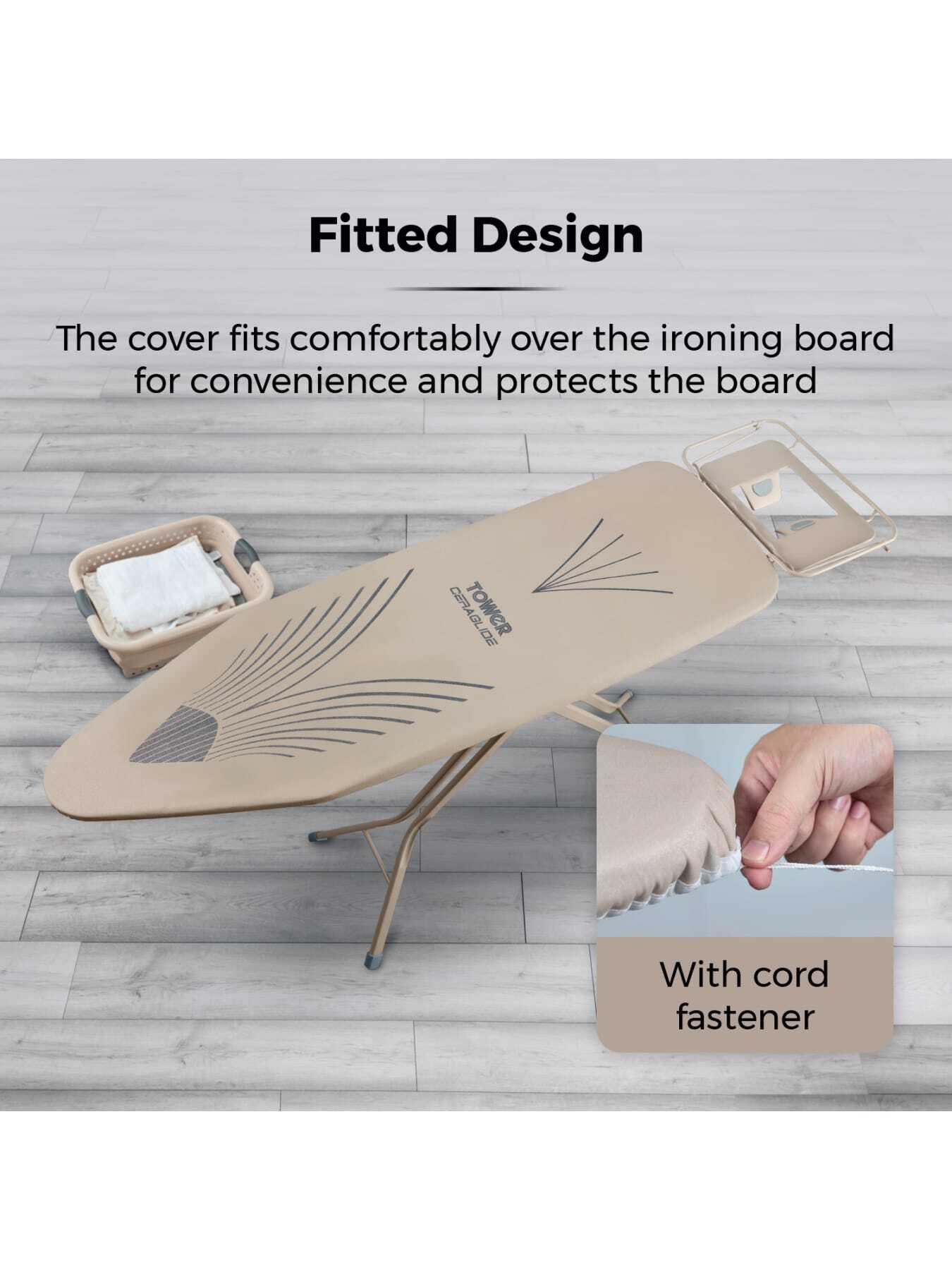Image 4 of 6 of Tower Replacement Ironing Board Cover, 100% Cotton, Latte