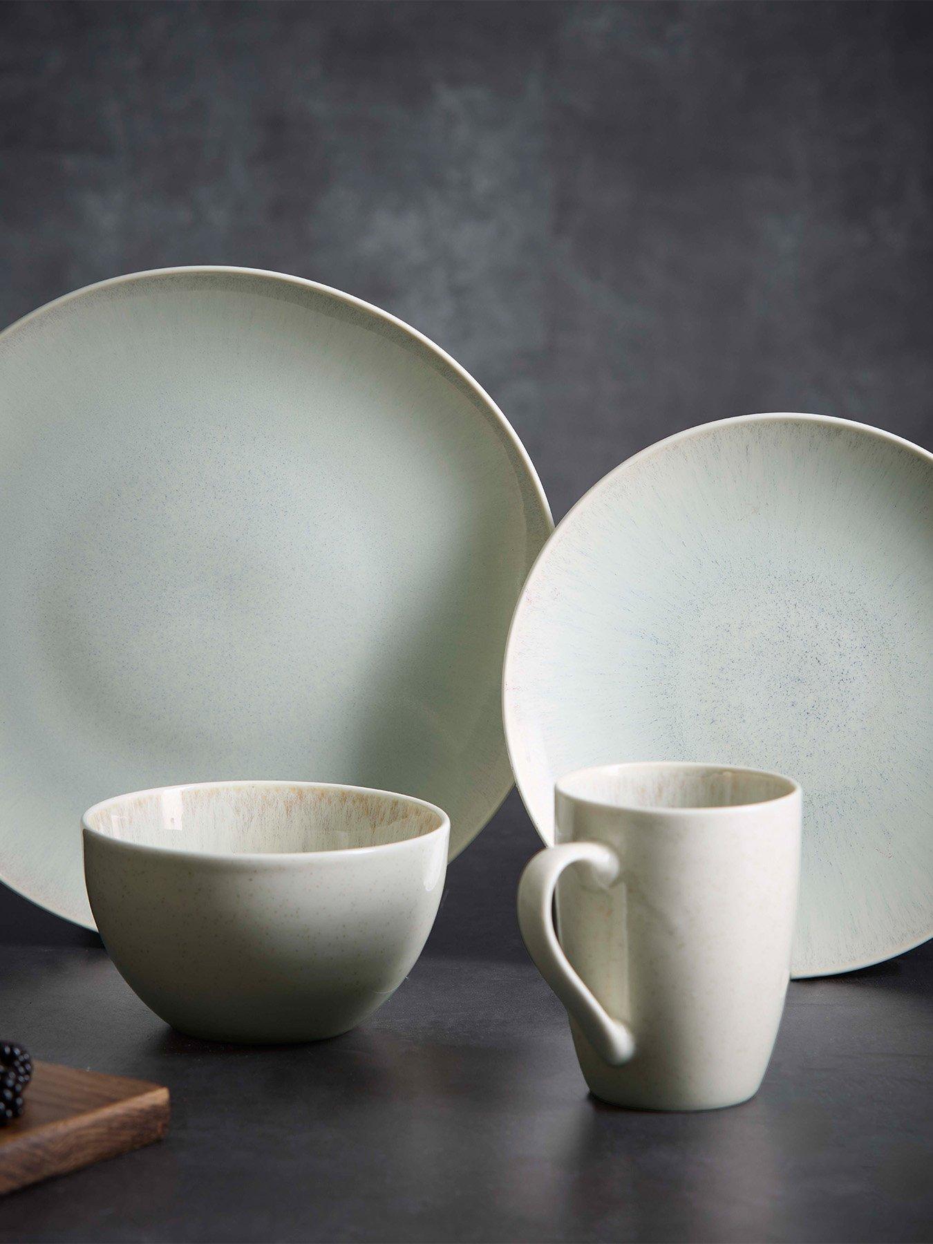 Image 1 of 8 of Barbary & Oak 16 Piece Dinner Set with Reactive Glaze Finish, Seashell
