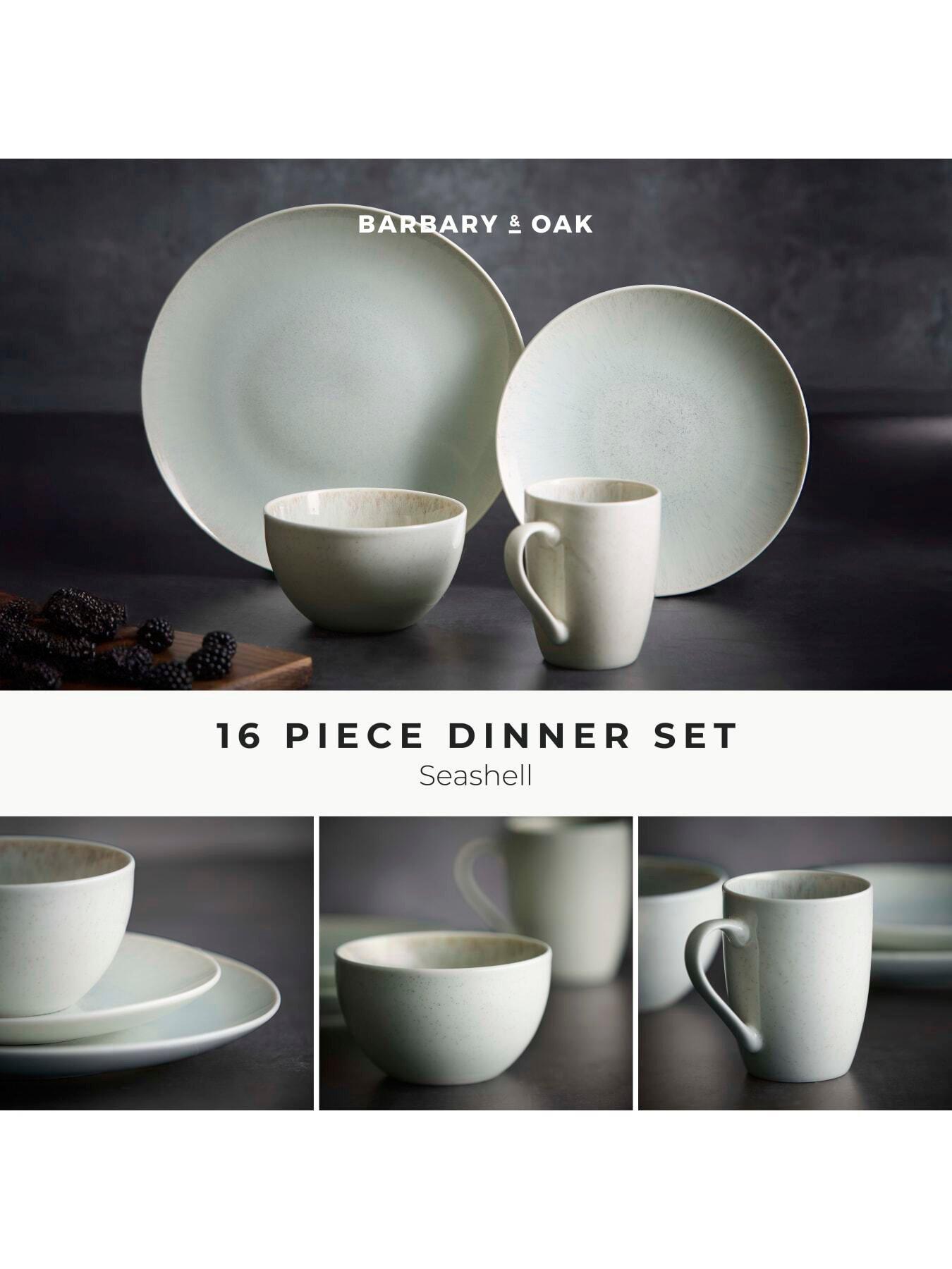 Image 3 of 8 of Barbary & Oak 16 Piece Dinner Set with Reactive Glaze Finish, Seashell
