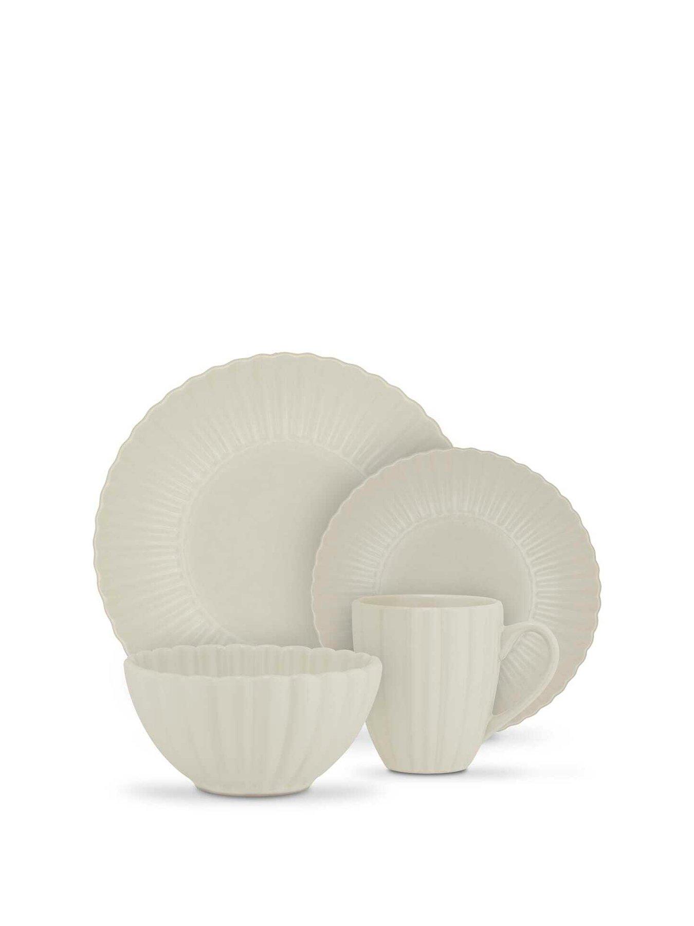 Image 2 of 8 of Swan 16 Piece Scallop Edge Stoneware Dinner Set, Cream