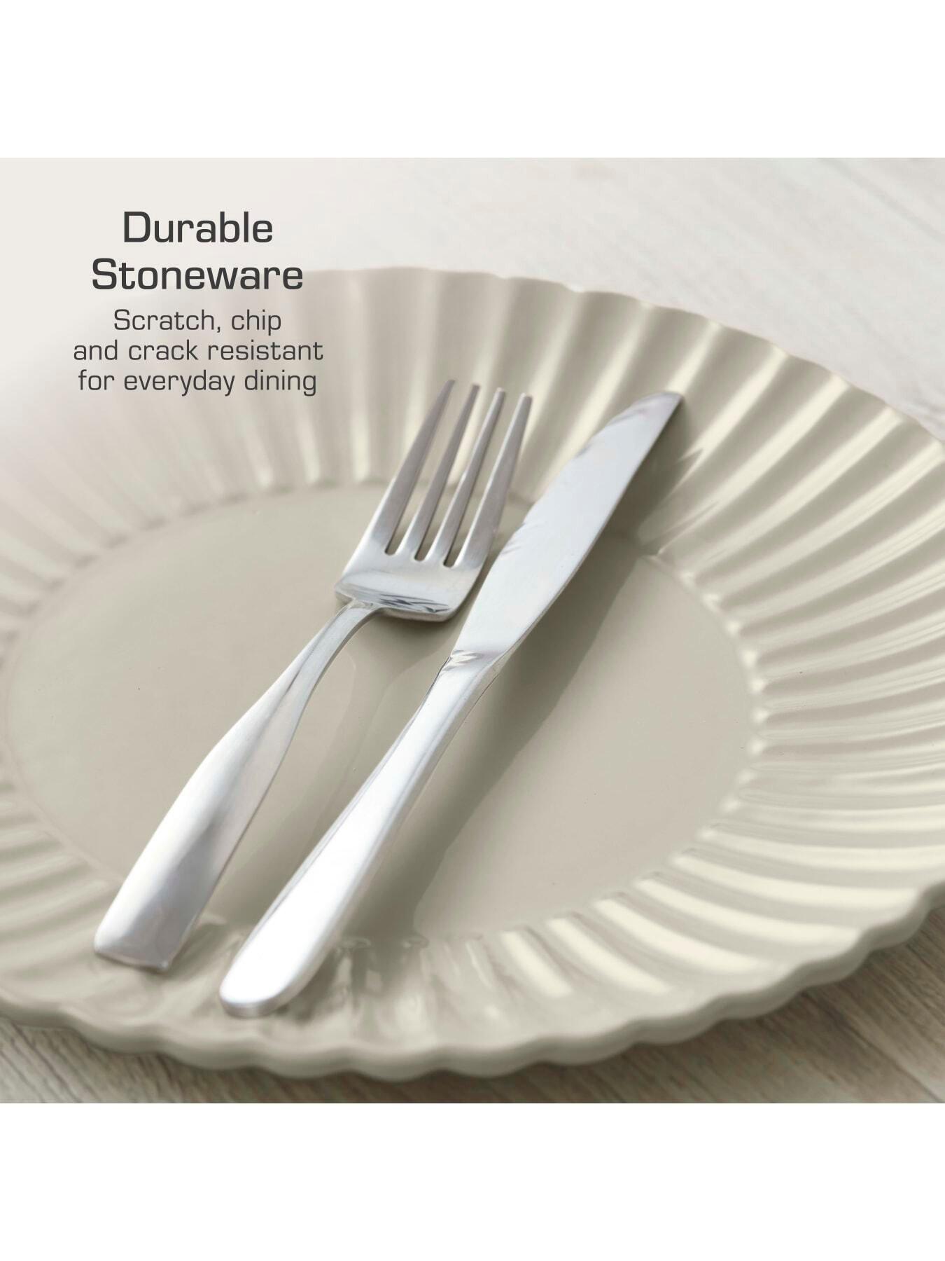 Image 5 of 8 of Swan 16 Piece Scallop Edge Stoneware Dinner Set, Cream