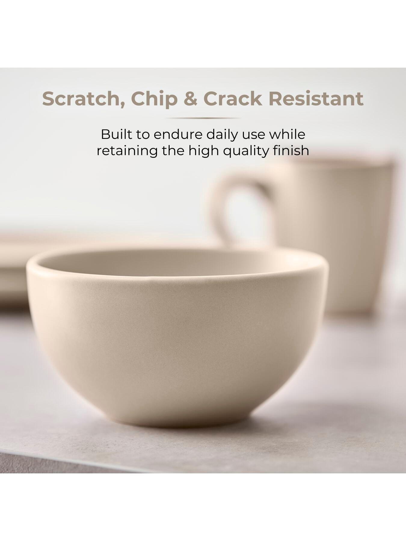 Image 6 of 8 of Tower 16 Piece Dinner Set with Smooth Matte Glaze Finish, Taupe