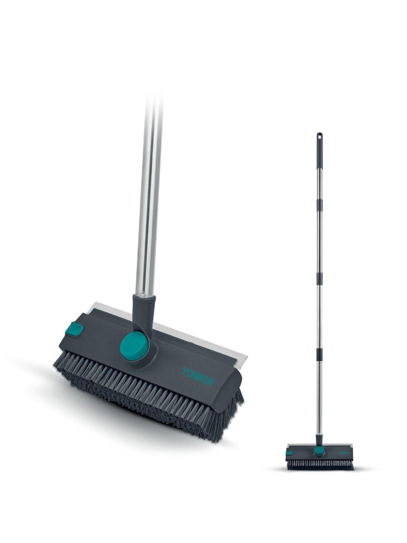 Image 2 of 7 of Tower 2-in-1 Floor Scrubbing Brush with Squeegee, Anthracite &amp; Teal