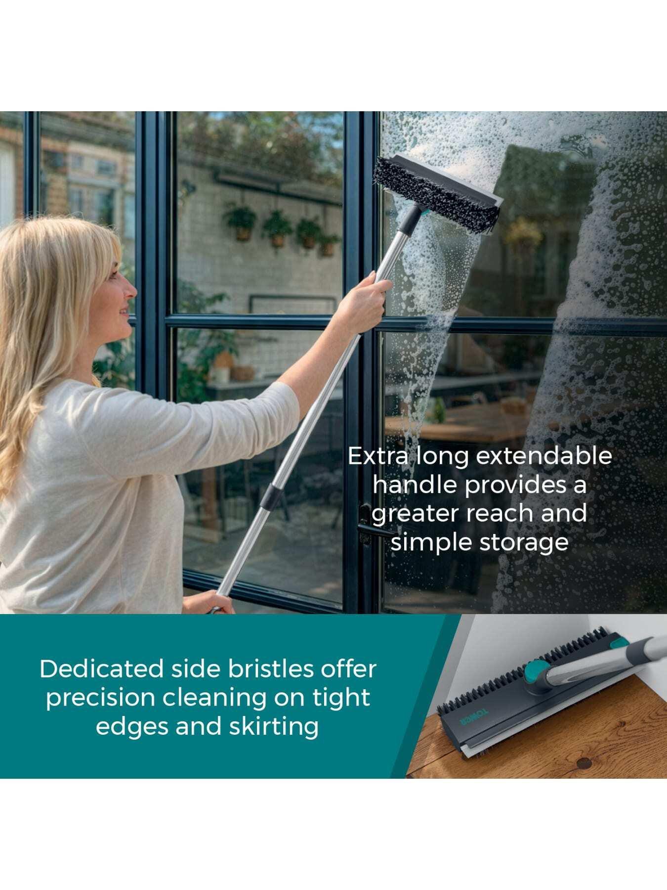 Image 5 of 7 of Tower 2-in-1 Floor Scrubbing Brush with Squeegee, Anthracite &amp; Teal