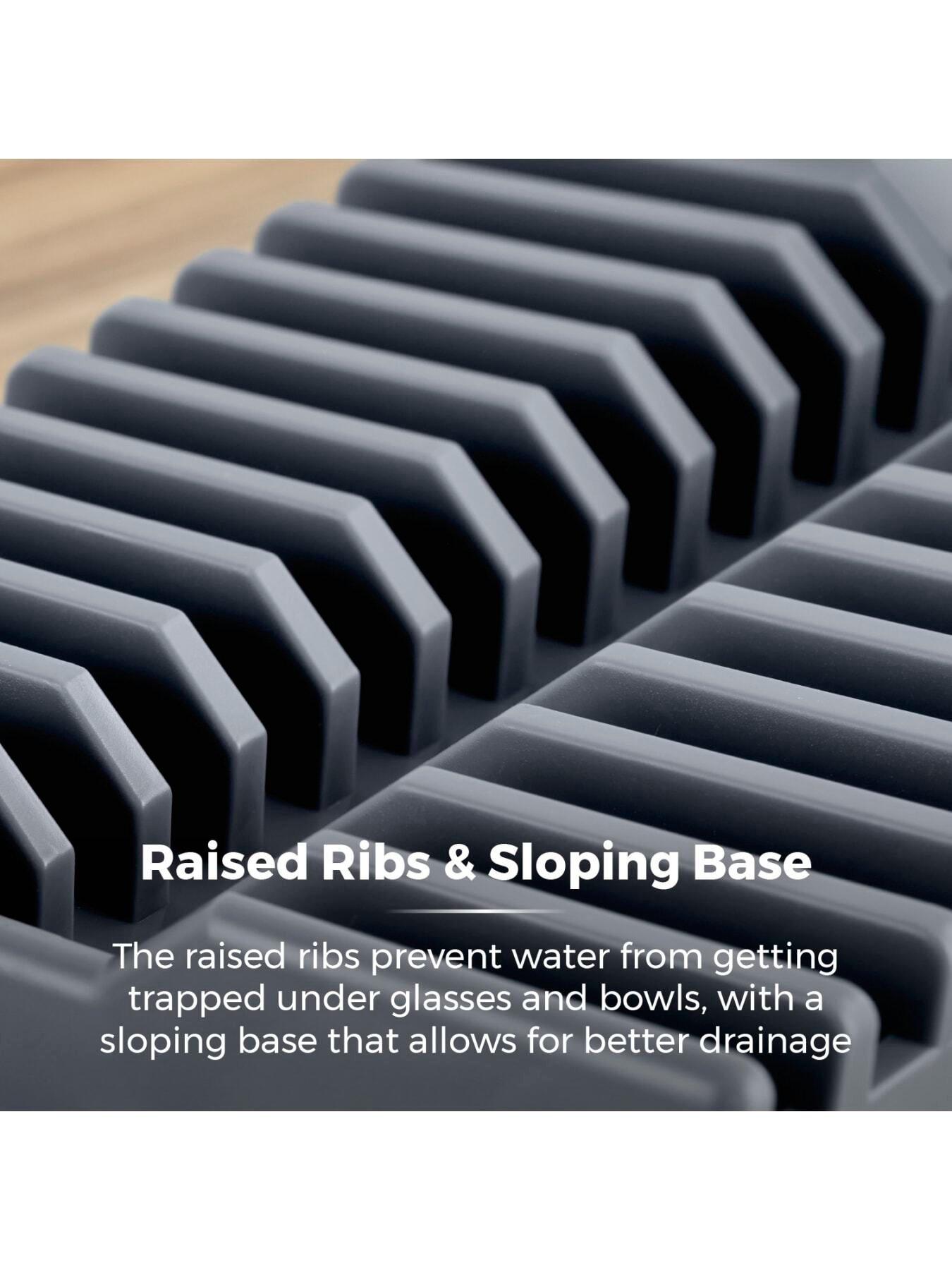 Image 6 of 7 of Tower Plastic Dish Drying Rack with Cutlery Holder, Grey