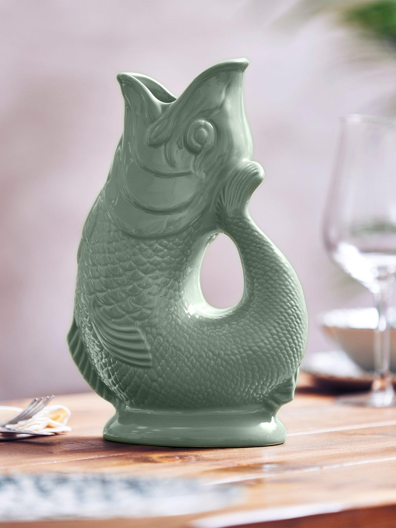Wade Fish Jug, Made in Stoke-on-Trent, Earthenware, 1.2L, Sage