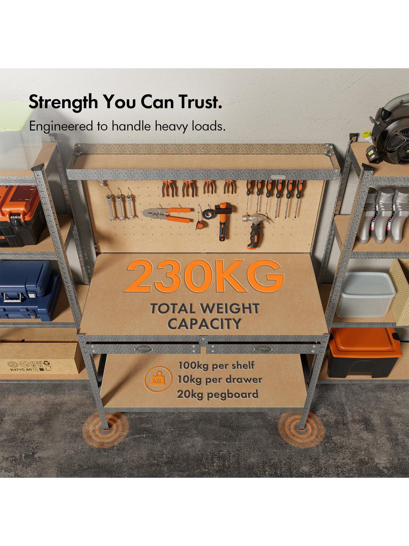 Image 3 of 8 of Vonhaus Workbench with Pegboard