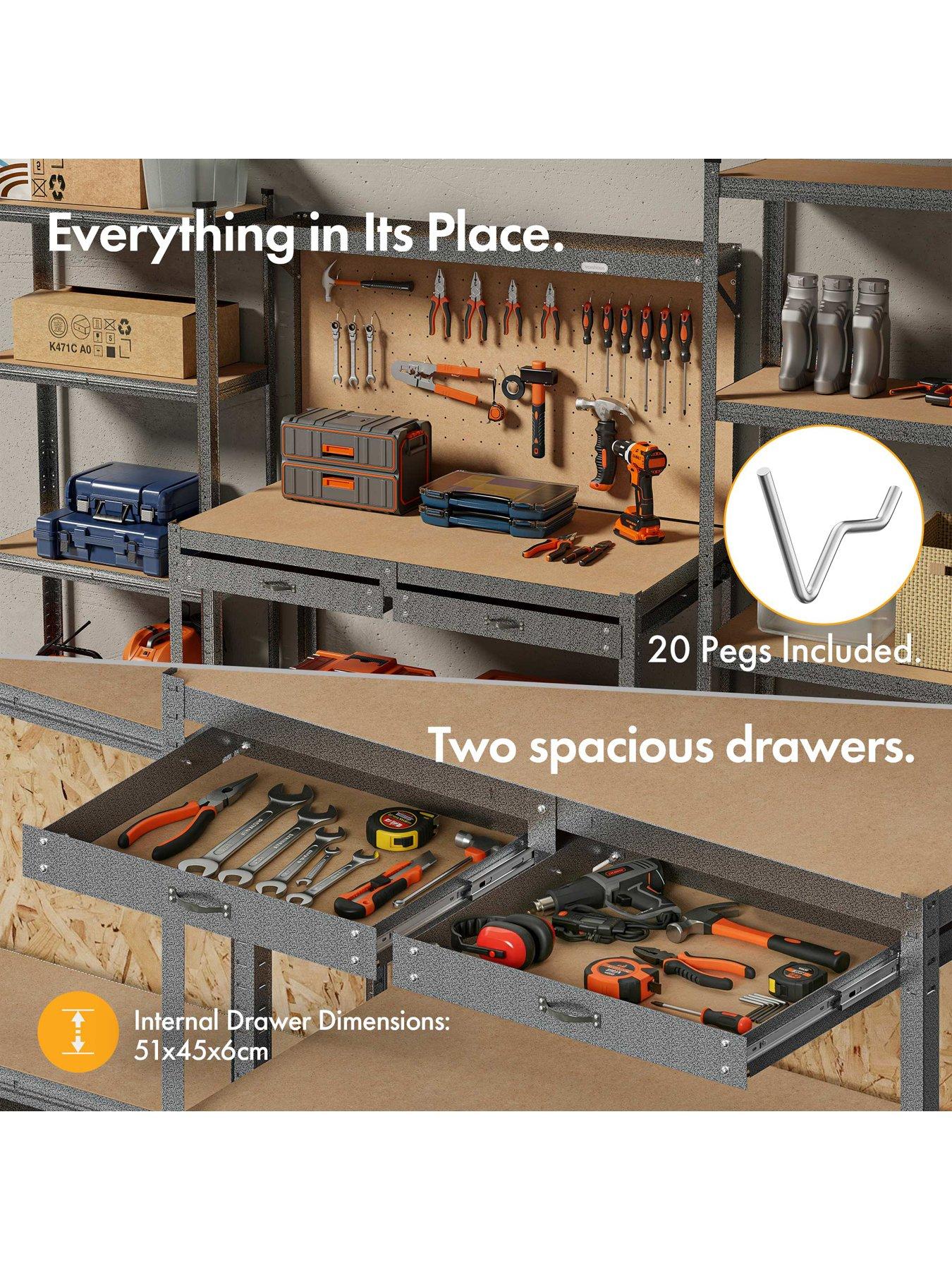 Image 4 of 8 of Vonhaus Workbench with Pegboard