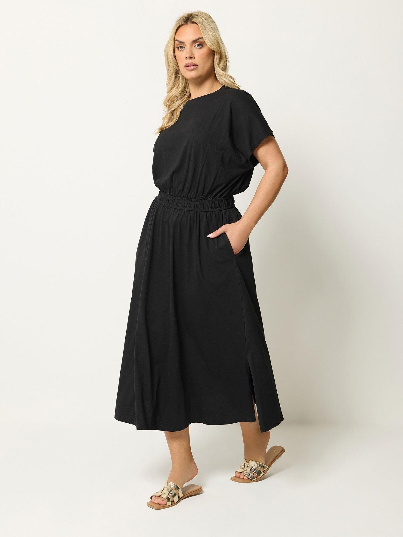Image 3 of 4 of Yours Curve Elasticated Waist Maxi Dress - Black