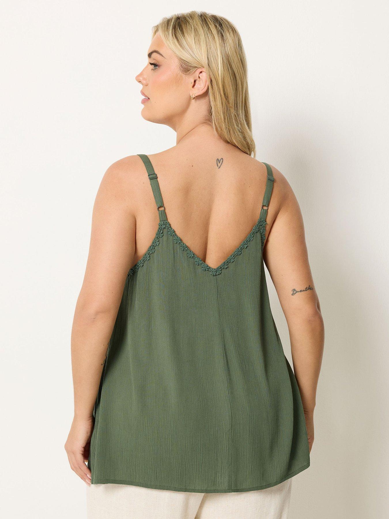 Image 2 of 4 of Yours Curve Daisy Trim Cami - Green