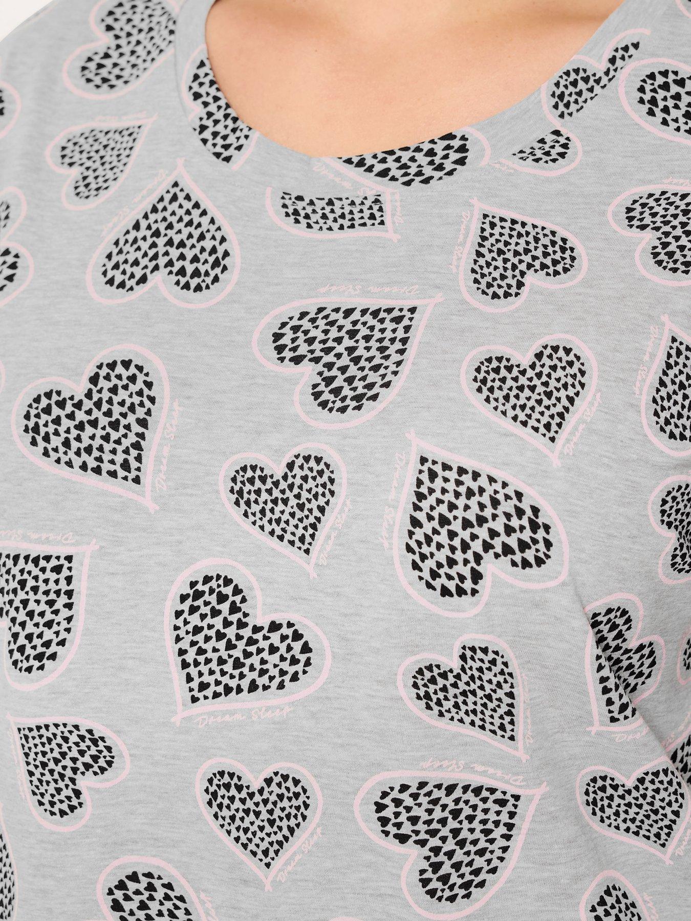 Image 4 of 4 of Yours Curve Heart Cluster Split Nightdress - Grey