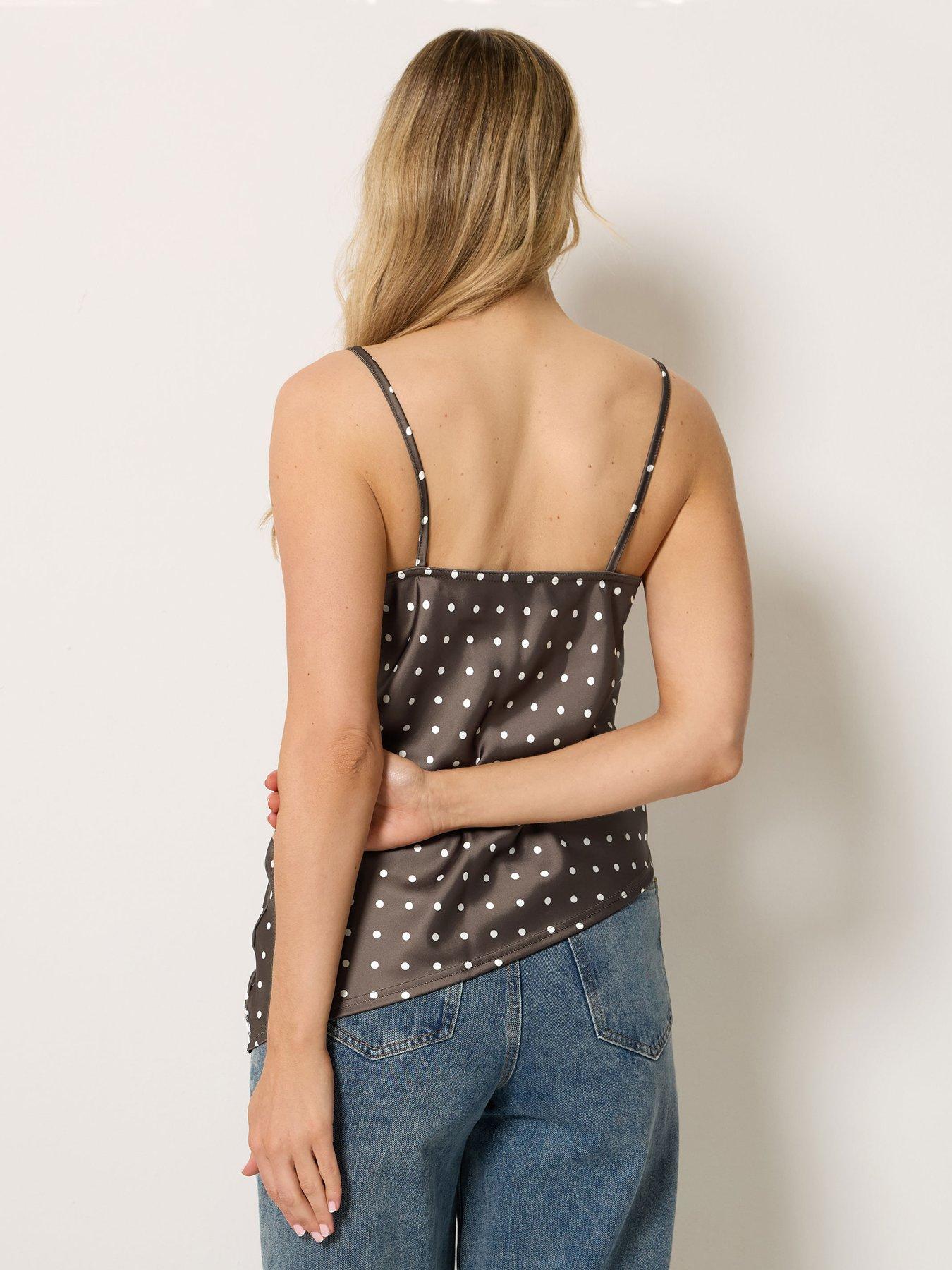 Image 2 of 4 of Long Tall Sally Tall Spot Asymmetrical Lace Cami - Brown