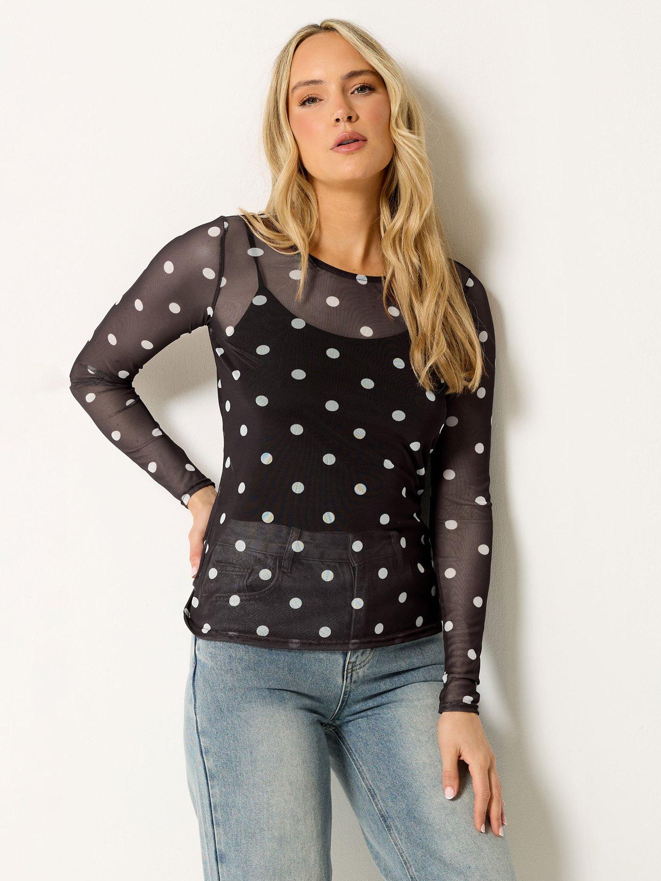 Image 1 of 4 of Long Tall Sally Tall Spot Mesh Top