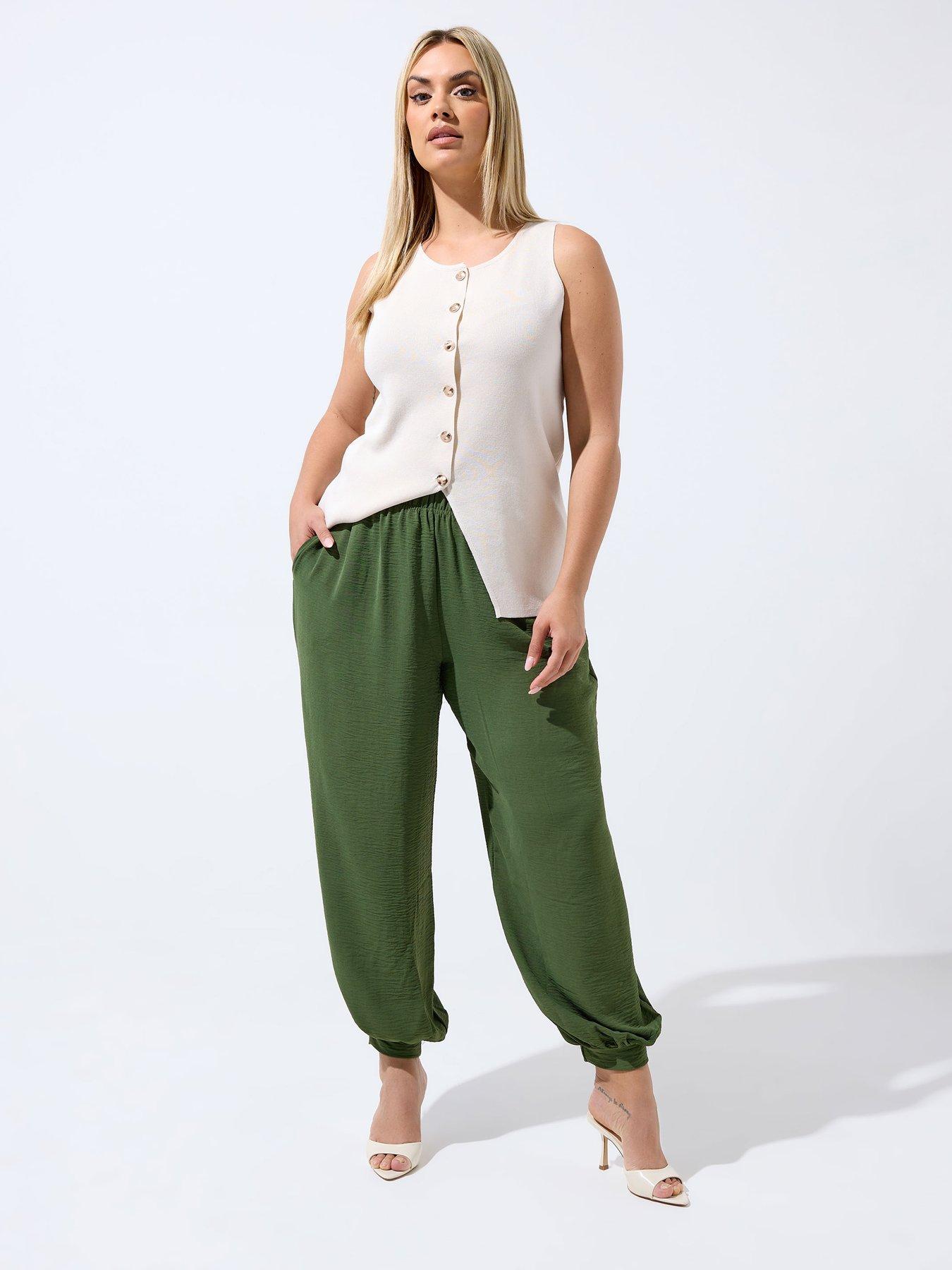 Image 1 of 4 of Yours Curve Hareem Balloon Trouser - Green