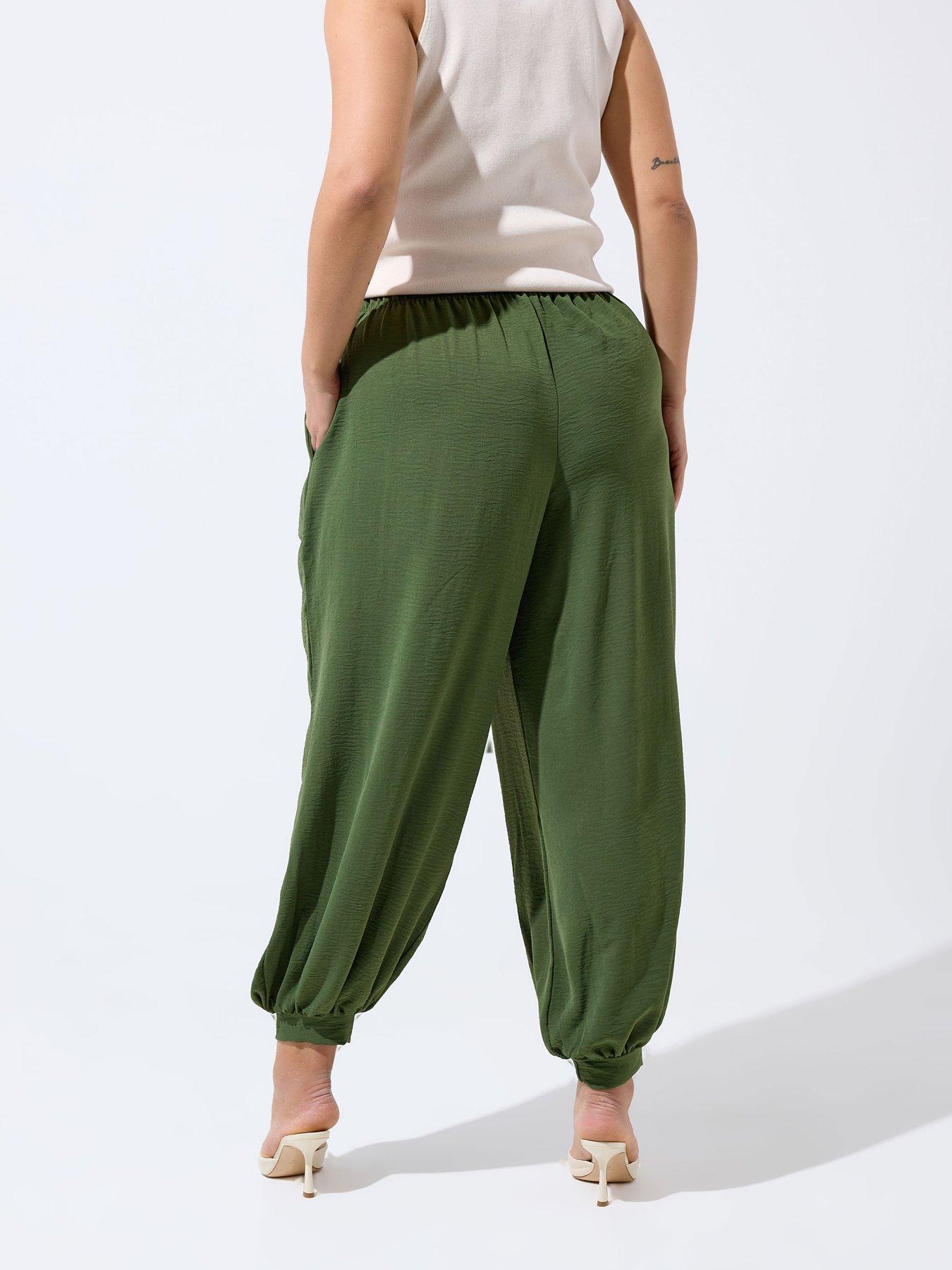 Image 2 of 4 of Yours Curve Hareem Balloon Trouser - Green