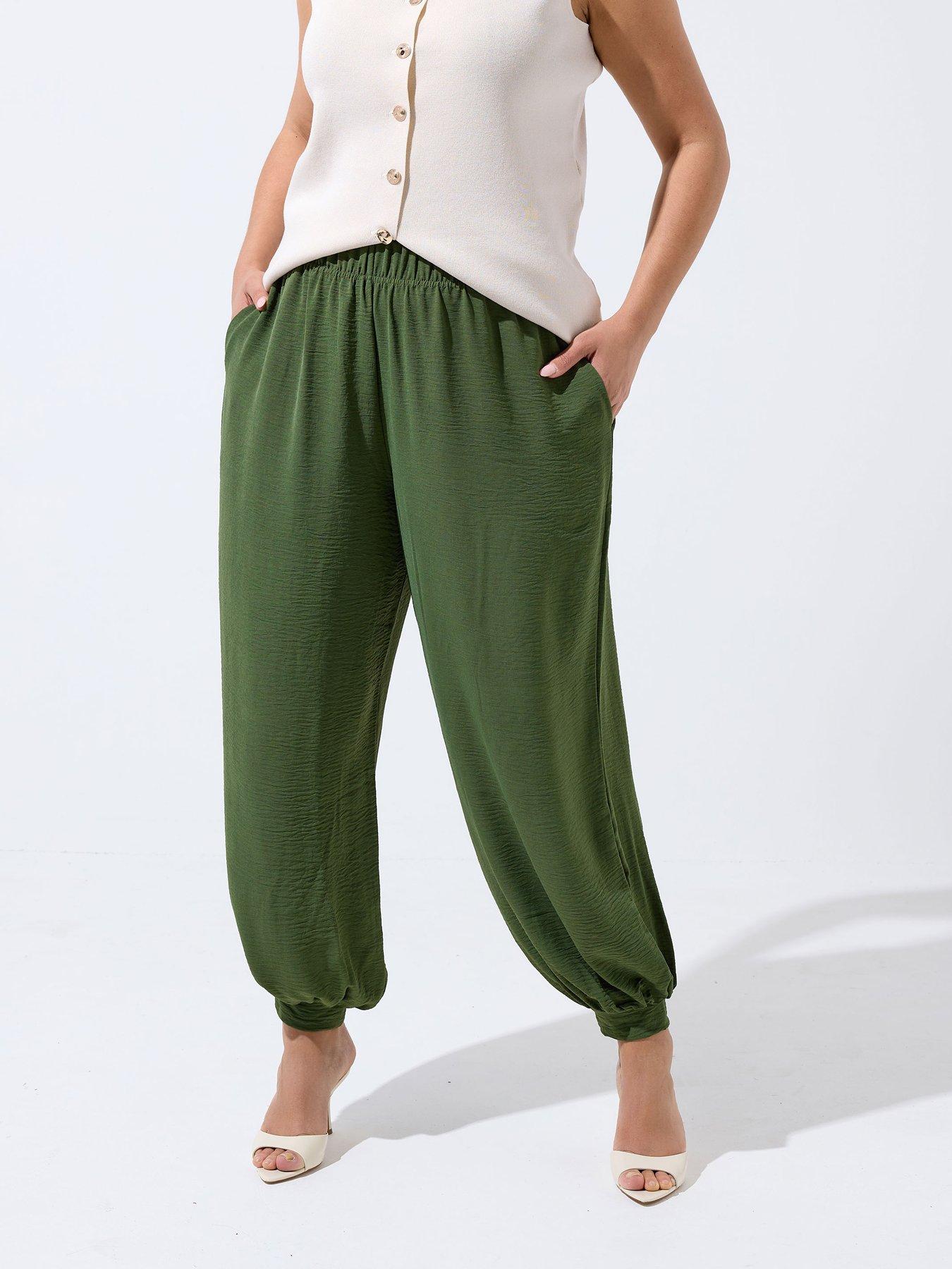 Image 3 of 4 of Yours Curve Hareem Balloon Trouser - Green