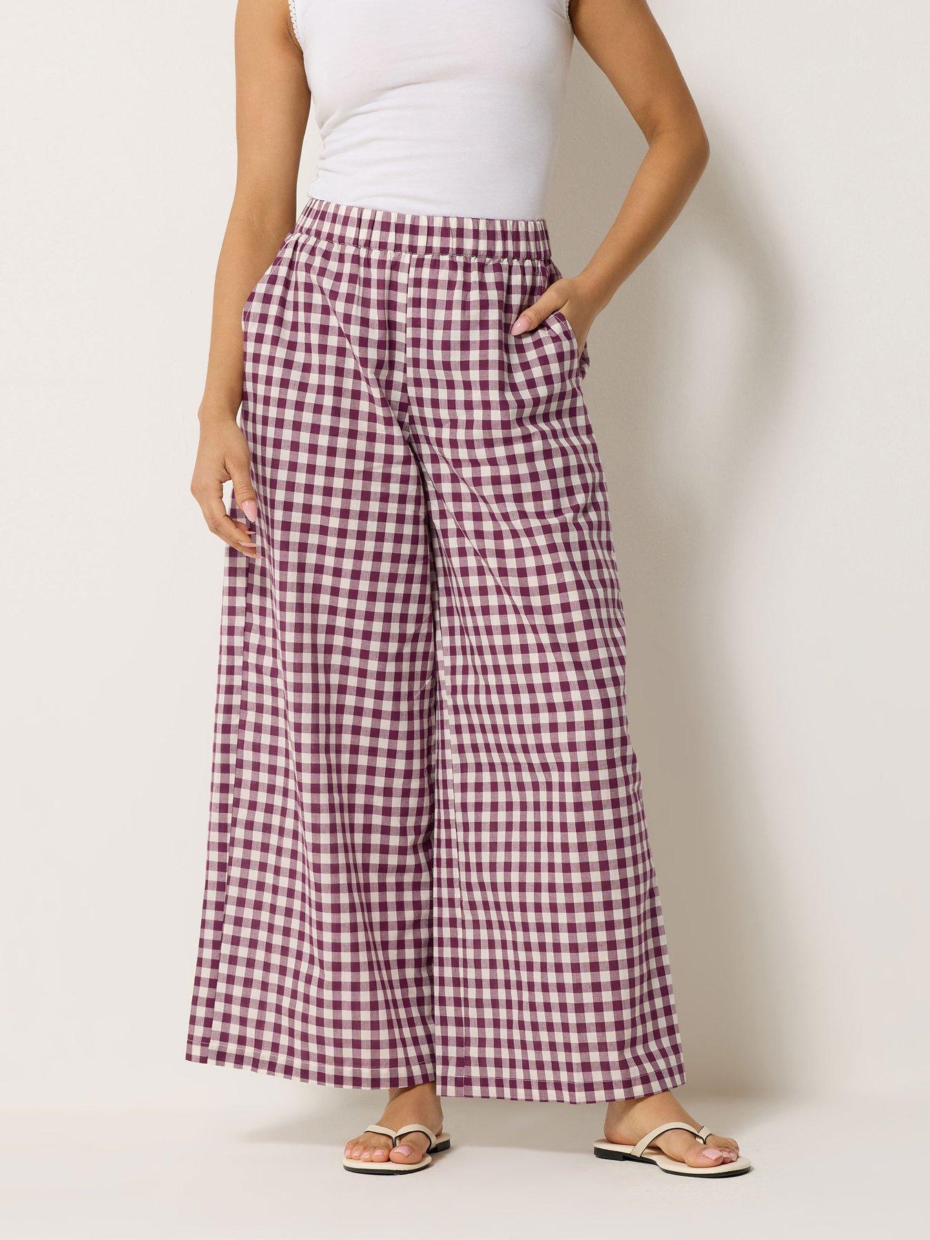 PixieGirl Petite Gingham Wide Leg Trouser