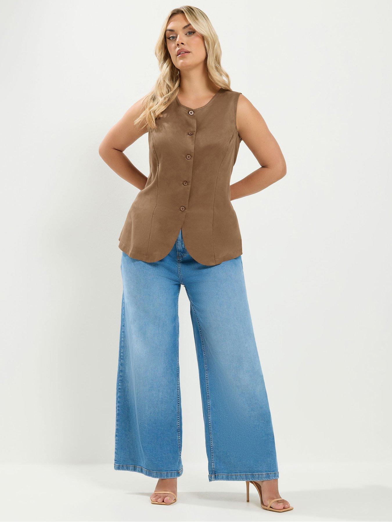 Image 3 of 4 of Yours Curve Suedette Waistcoat - Brown