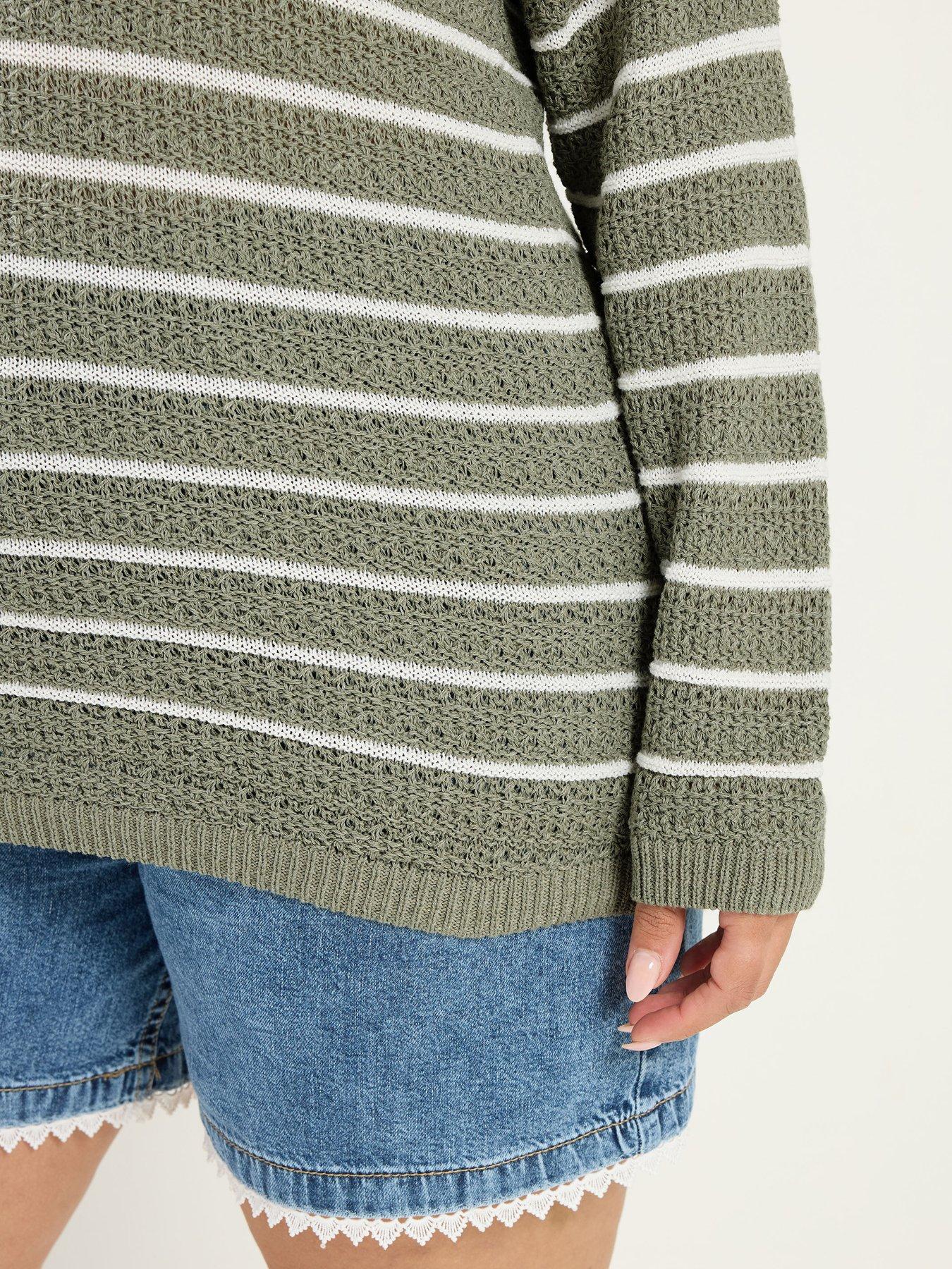 Image 4 of 4 of Yours Curve Stripe Jumper - Green