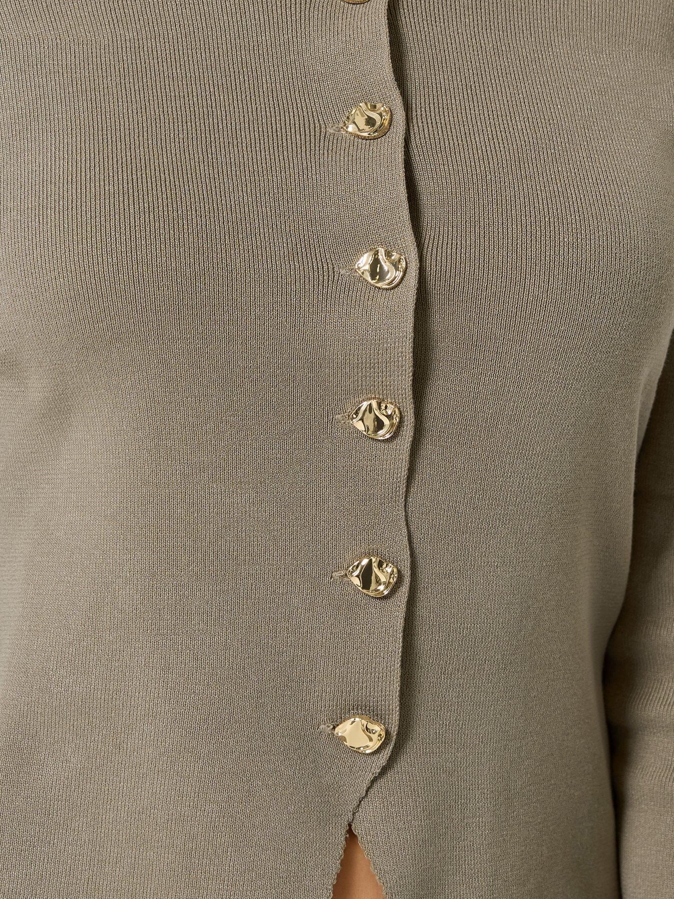 Image 4 of 4 of Long Tall Sally Tall Button Through Cardigan - Brown