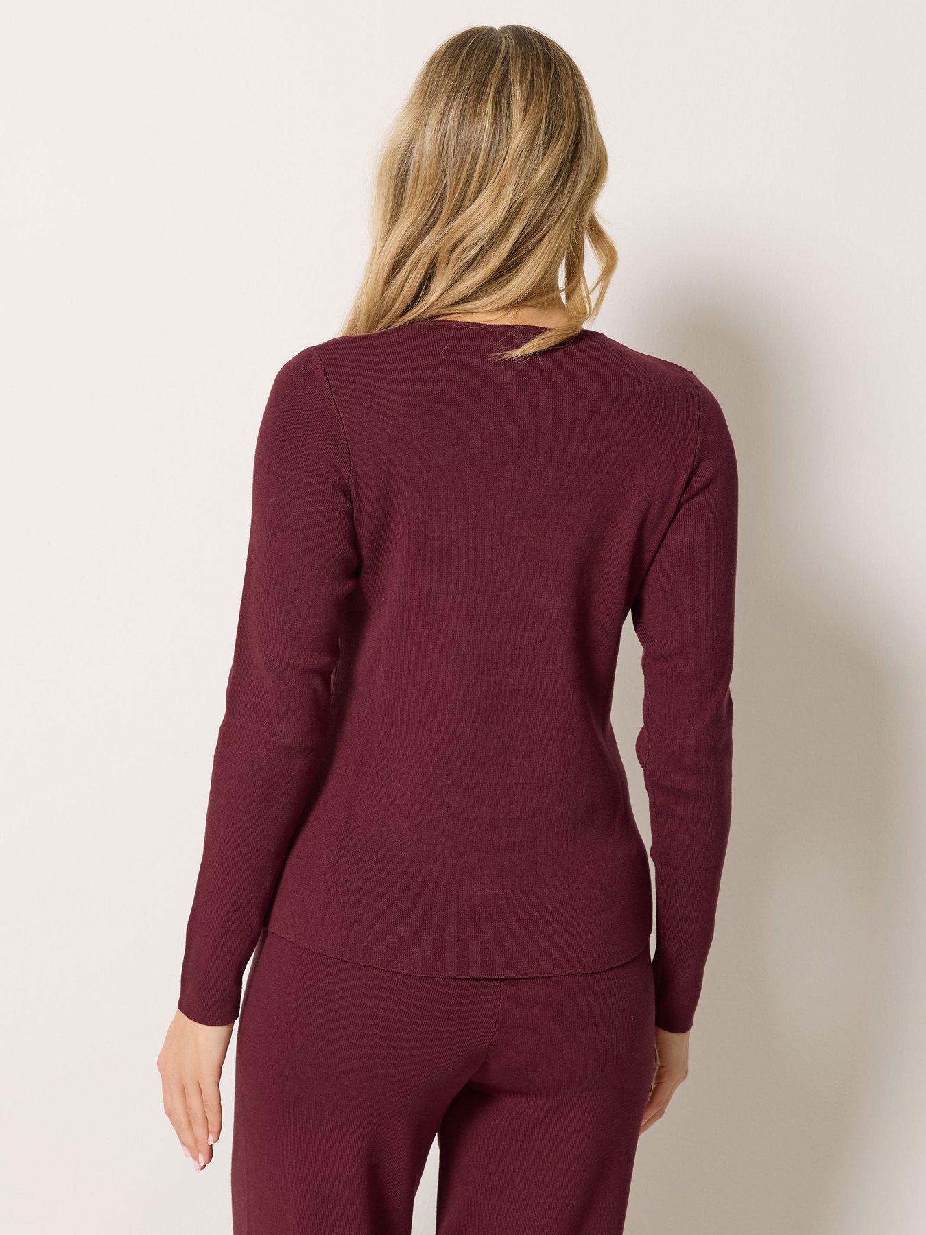 Image 2 of 4 of Long Tall Sally Tall Button Through Cardigan - Burgundy