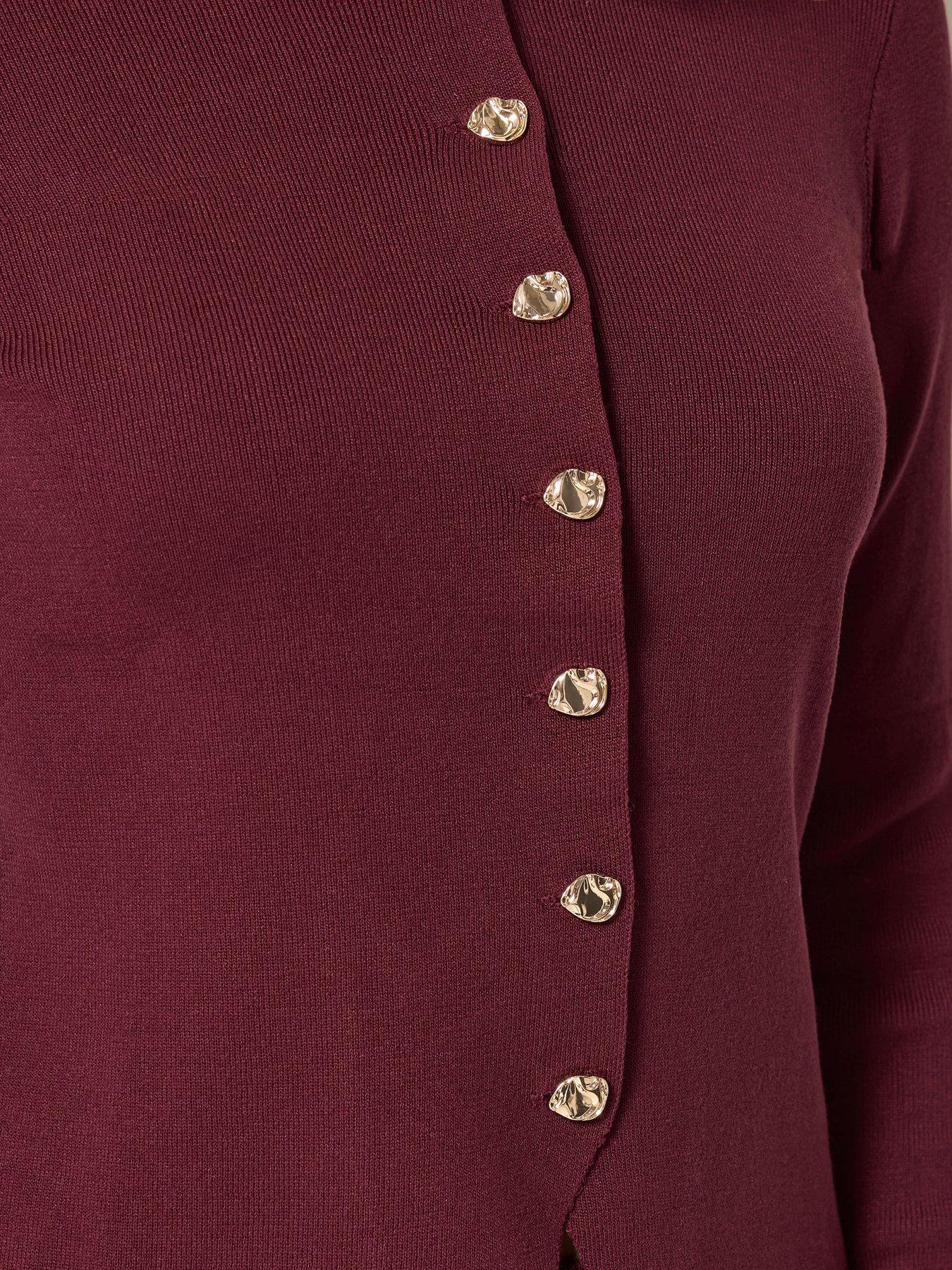 Image 4 of 4 of Long Tall Sally Tall Button Through Cardigan - Burgundy